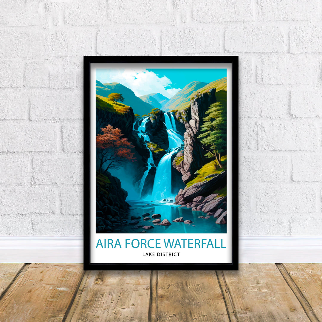 Aira Force Waterfall Lake District Travel Poster Lake District