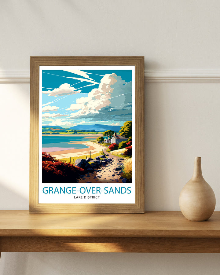 Grange Over Sands Lake District Travel Poster Lake District