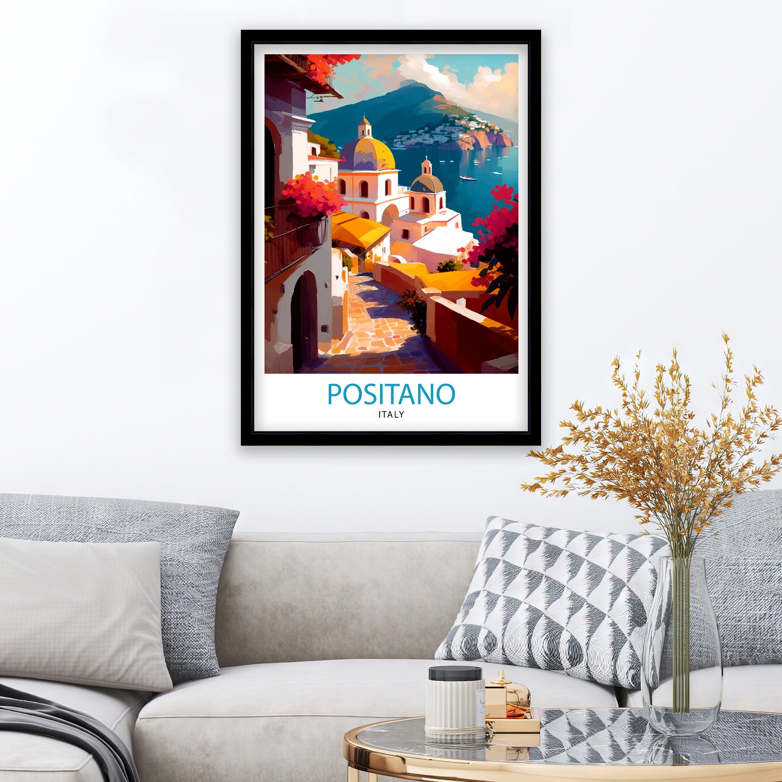 Positano Italy Travel Print Positano Wall Decor Positano Home Living Decor Positano Italy Illustration Travel Poster Gift for Positano Italy