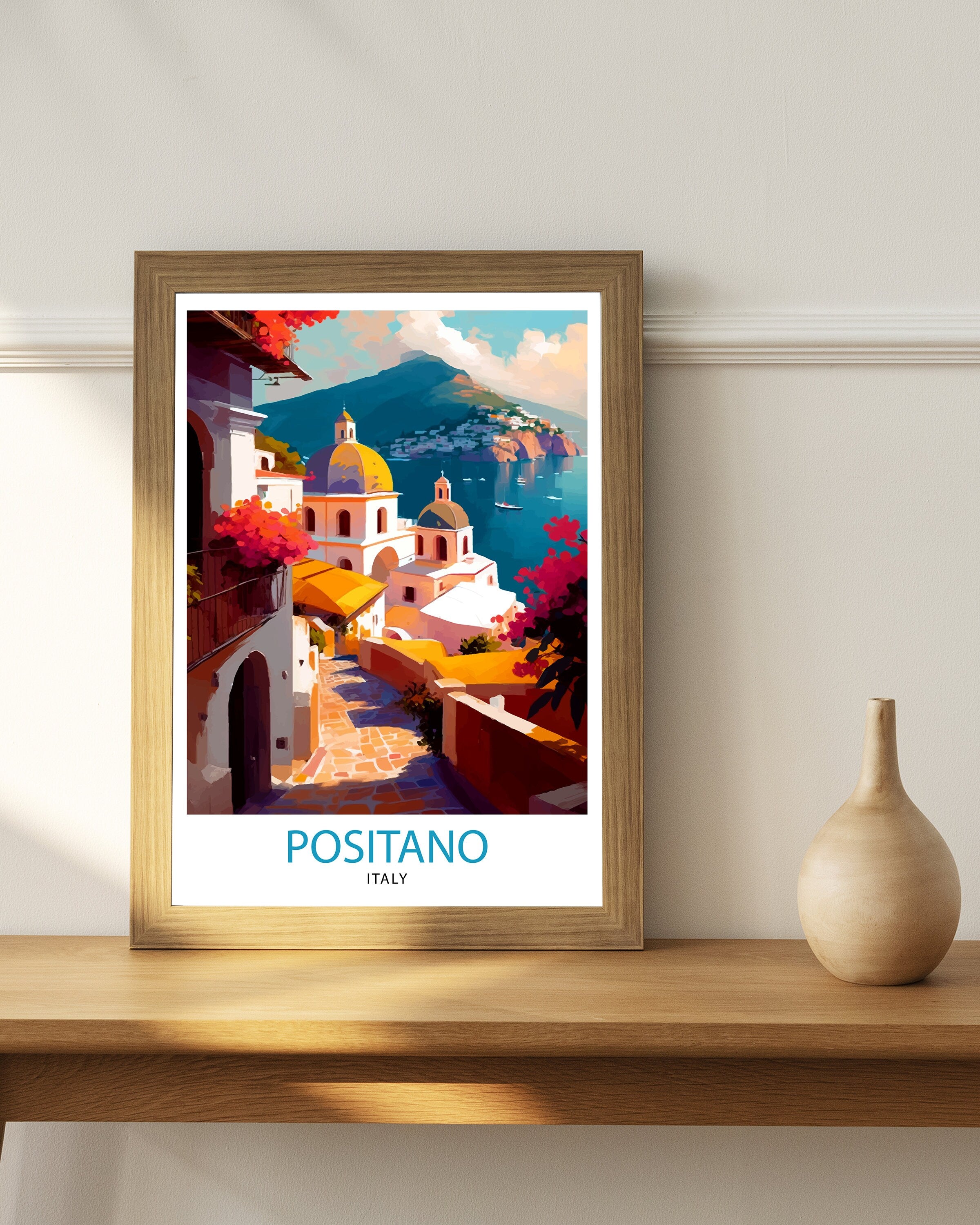 Positano Italy Travel Print Positano Wall Decor Positano Home Living Decor Positano Italy Illustration Travel Poster Gift for Positano Italy