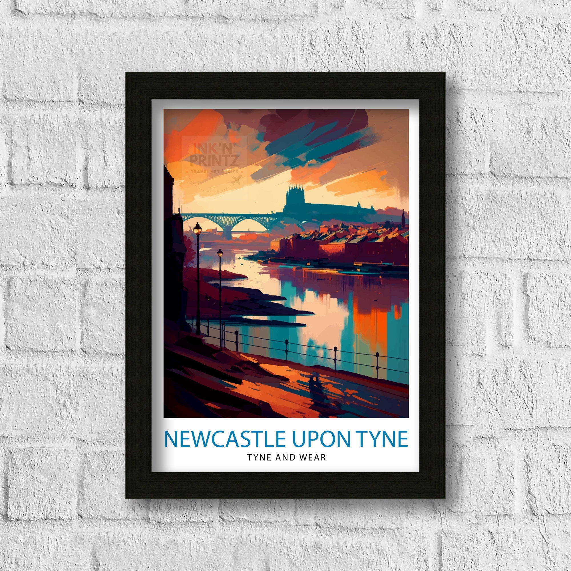 Newcastle upon Tyne Travel Print Newcastle Wall Decor Newcastle Poster England Travel Prints Newcastle Art Print Newcastle Illustration