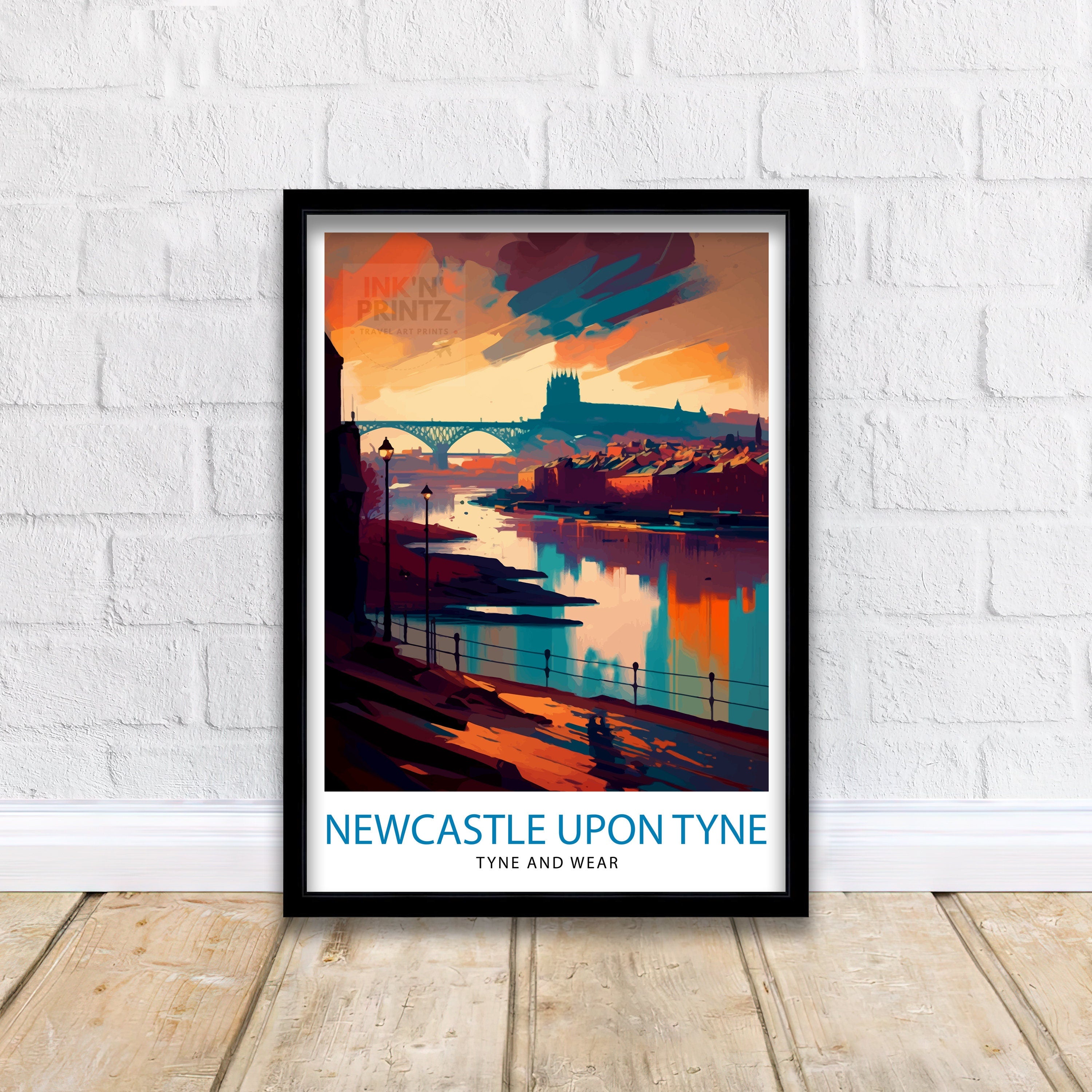 Newcastle upon Tyne Travel Print Newcastle Wall Decor Newcastle Poster England Travel Prints Newcastle Art Print Newcastle Illustration