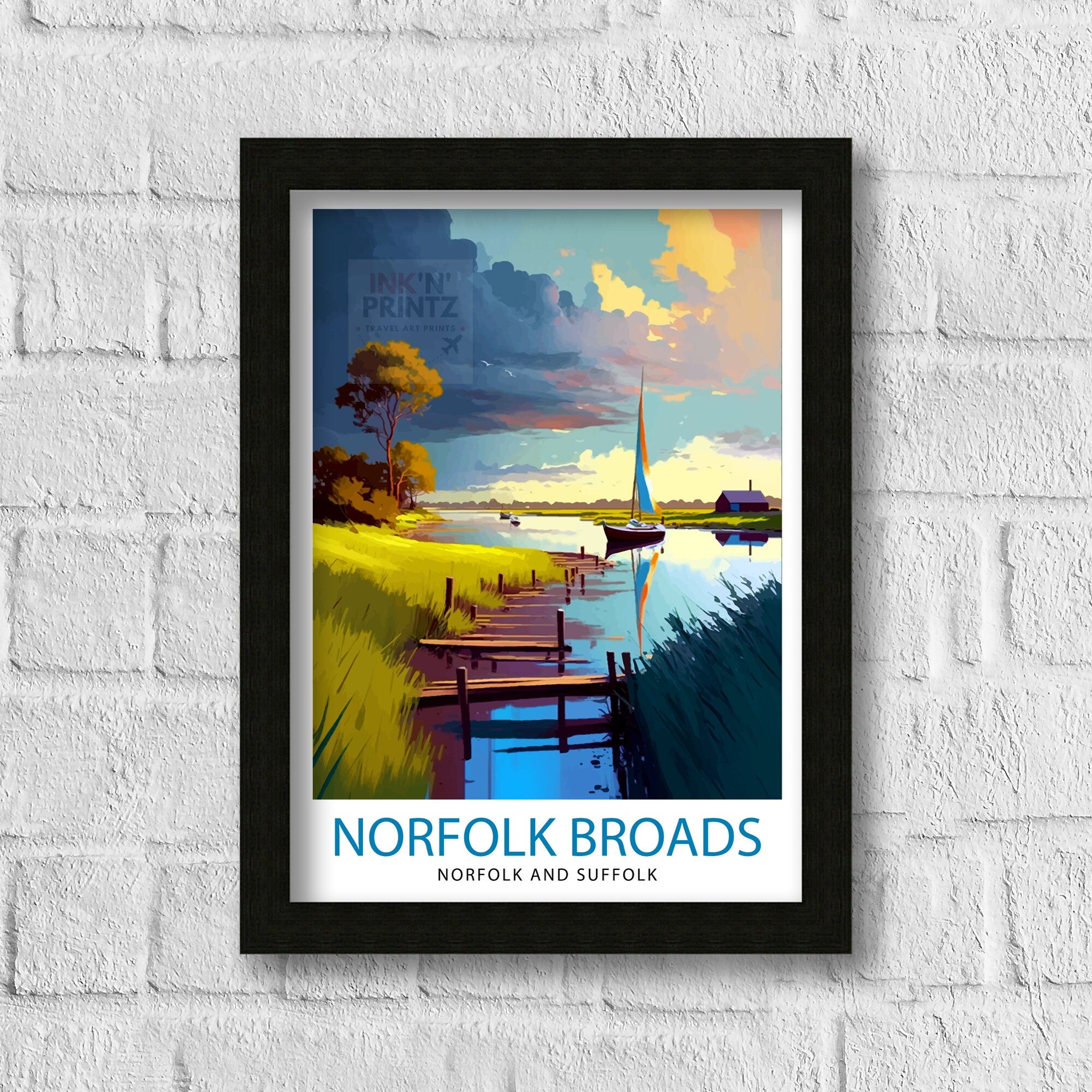 Norfolk Broads Travel Print Norfolk Broads Wall Decor Norfolk Broads Poster England Travel Prints Norfolk Broads Art Print Norfolk Broads