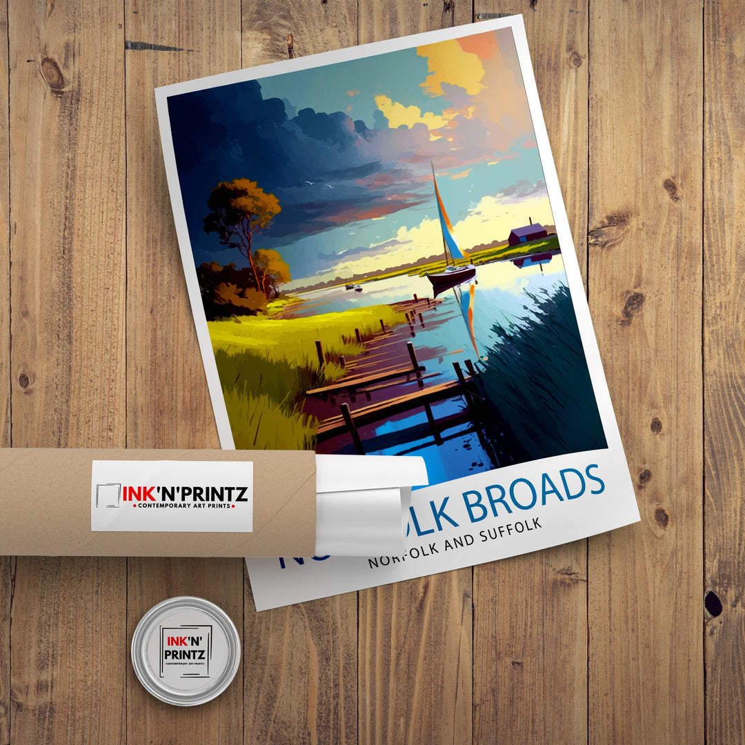 Norfolk Broads Travel Poster Norfolk Broads