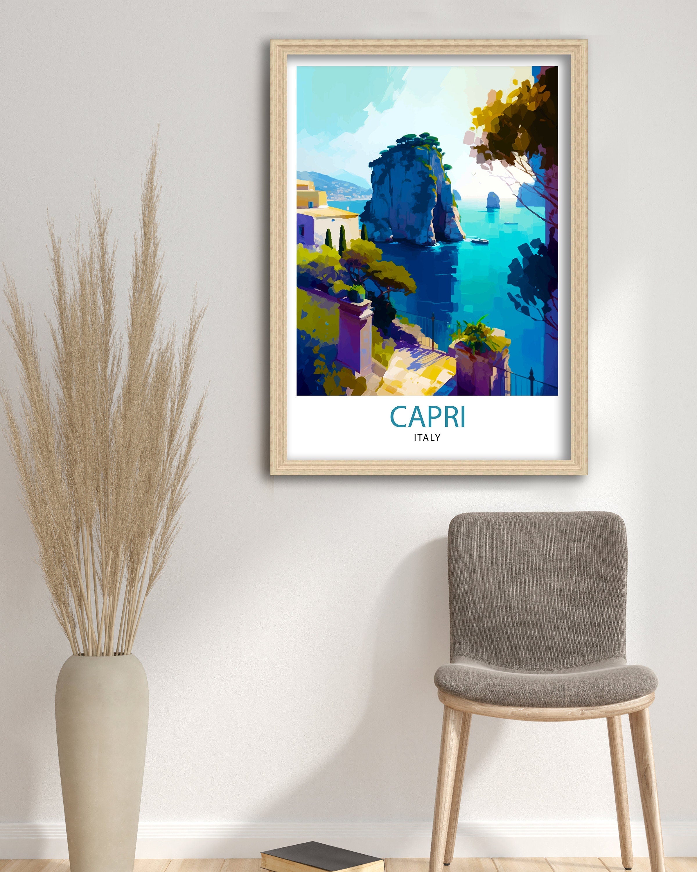 Capri Italy Travel Print Capri Wall Decor Capri Home Living Decor Capri Italy Illustration Travel Poster Gift for Capri Italy Home Decor