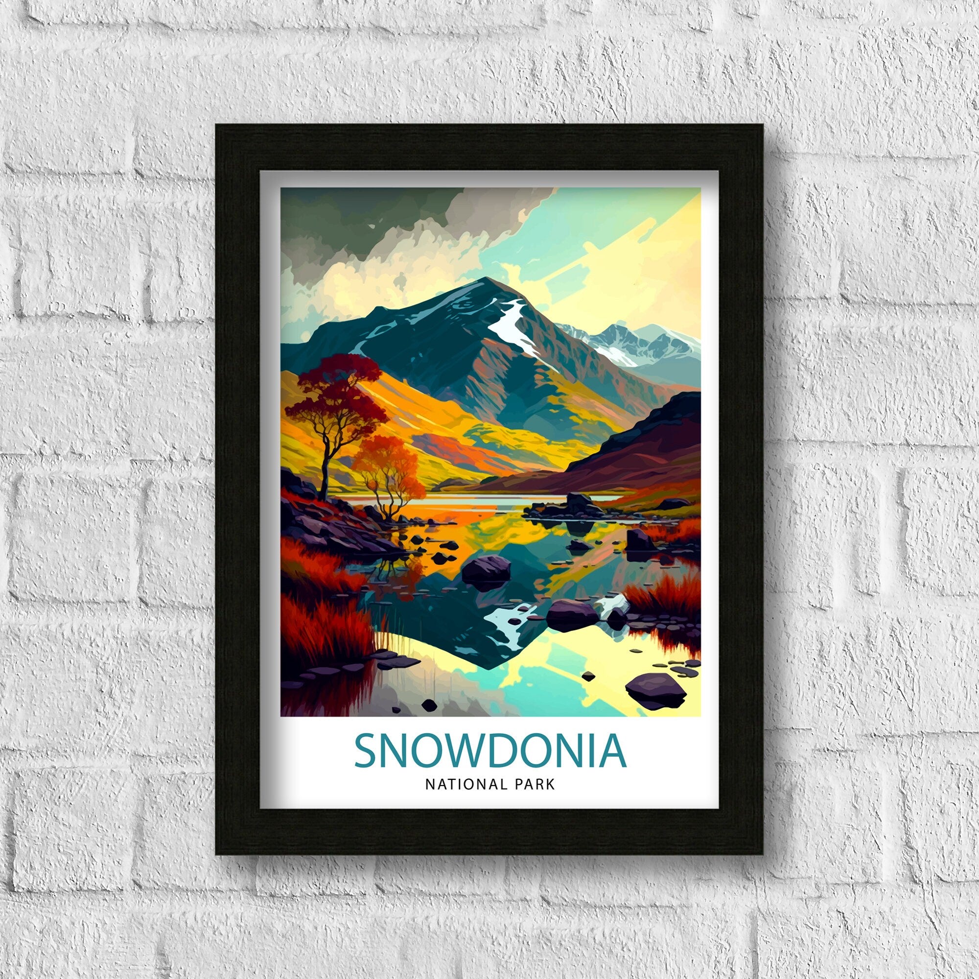 Snowdonia National Park Travel Print Snowdonia Wall Decor Snowdonia Home Living Decor Snowdonia Illustration Travel Poster Gift