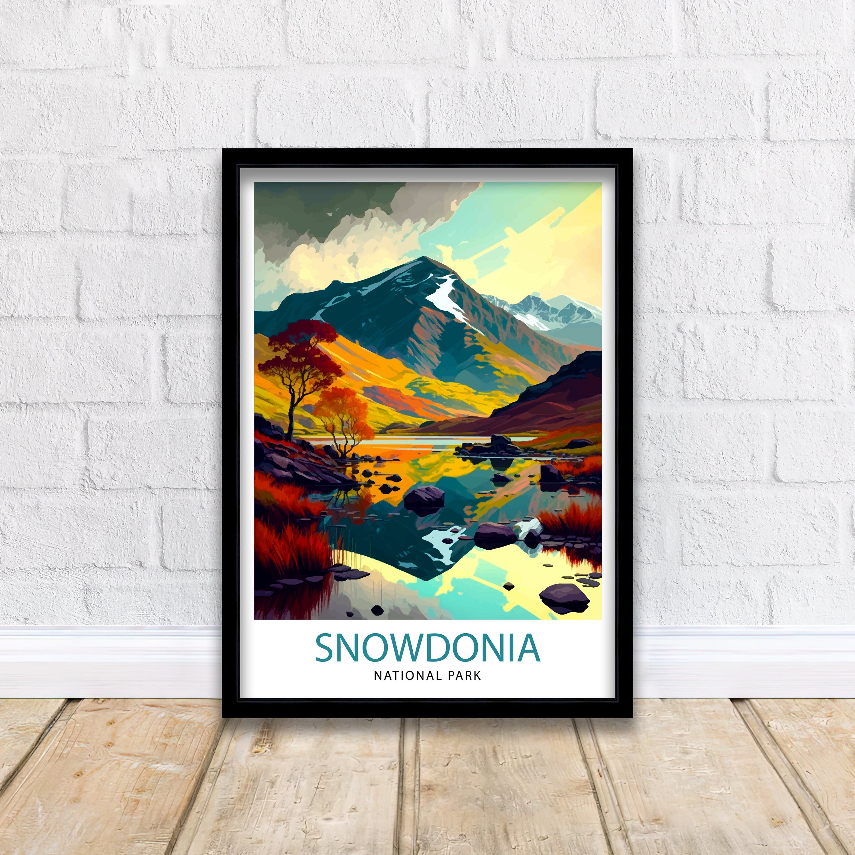 Snowdonia National Park Travel Print Snowdonia Wall Decor Snowdonia Home Living Decor Snowdonia Illustration Travel Poster Gift