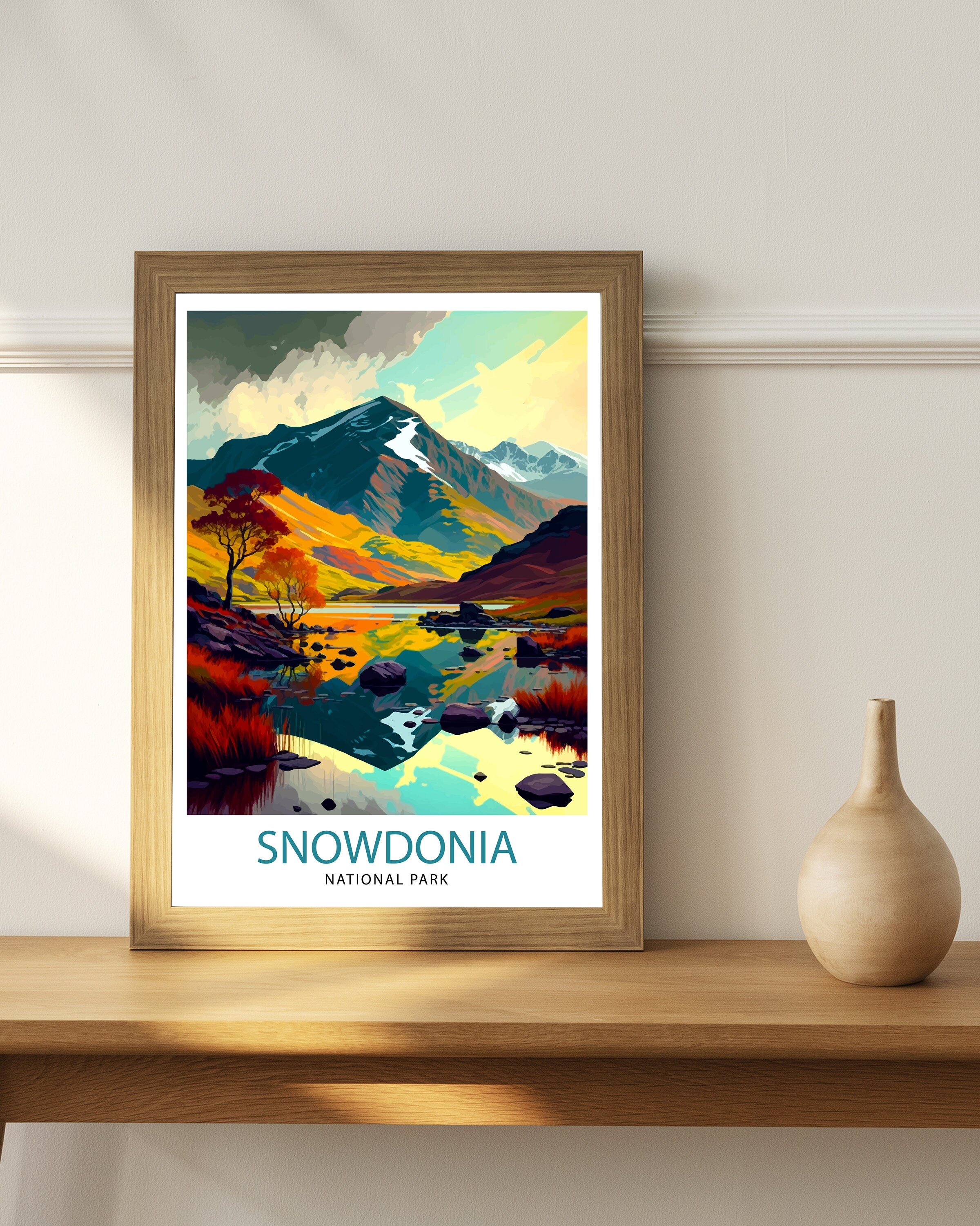 Snowdonia National Park Travel Print Snowdonia Wall Decor Snowdonia Home Living Decor Snowdonia Illustration Travel Poster Gift