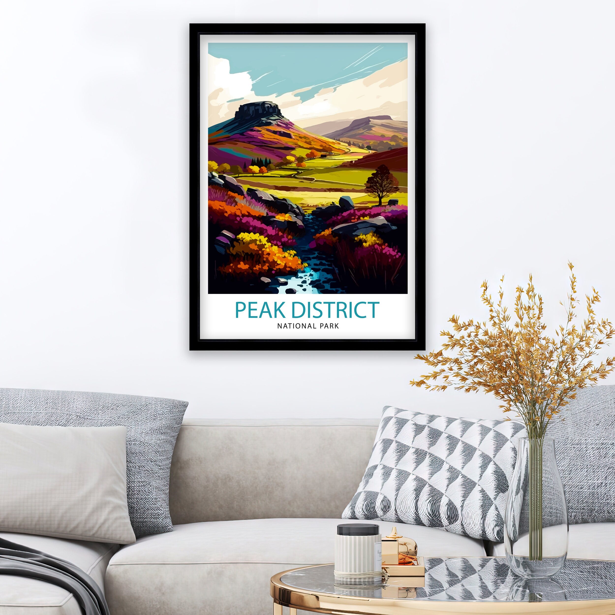 Peak District National Park Travel Print Peak District Wall Decor Peak District Home Living Decor Peak District Illustration Travel Poster