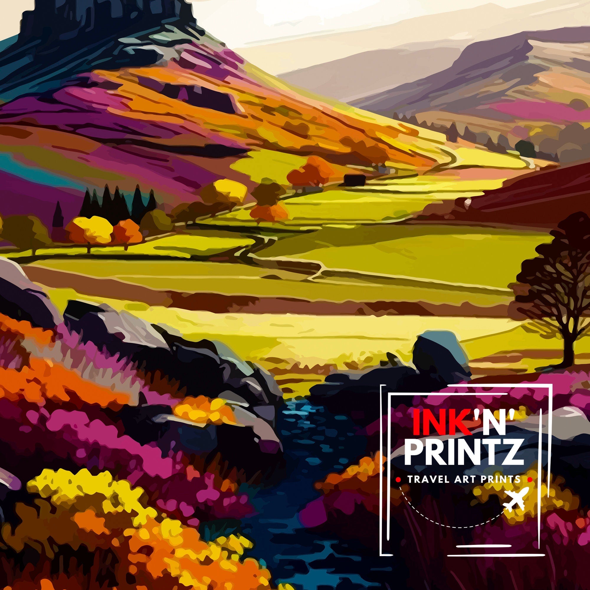 Peak District National Park Travel Print Peak District Wall Decor Peak District Home Living Decor Peak District Illustration Travel Poster