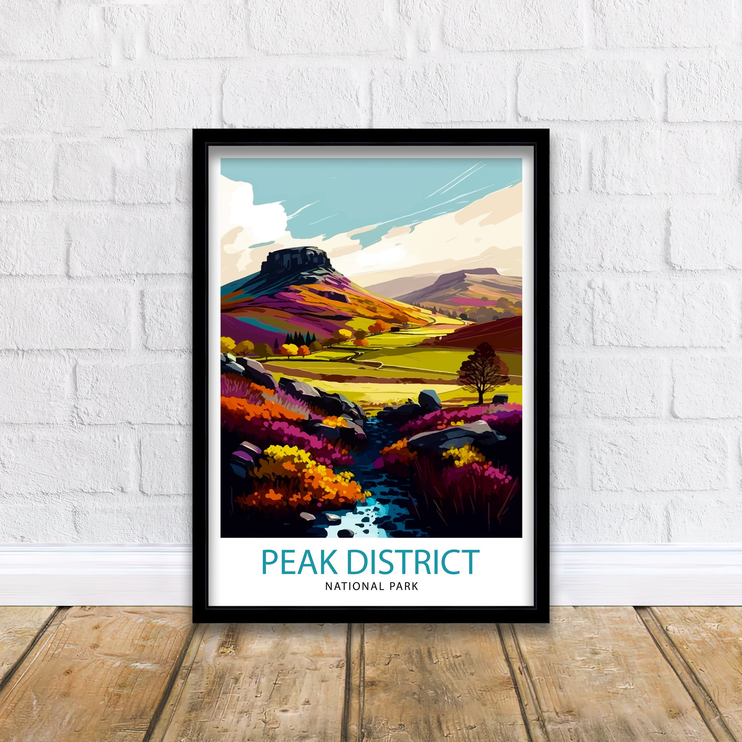 Peak District National Park Travel Print Peak District Wall Decor Peak District Home Living Decor Peak District Illustration Travel Poster