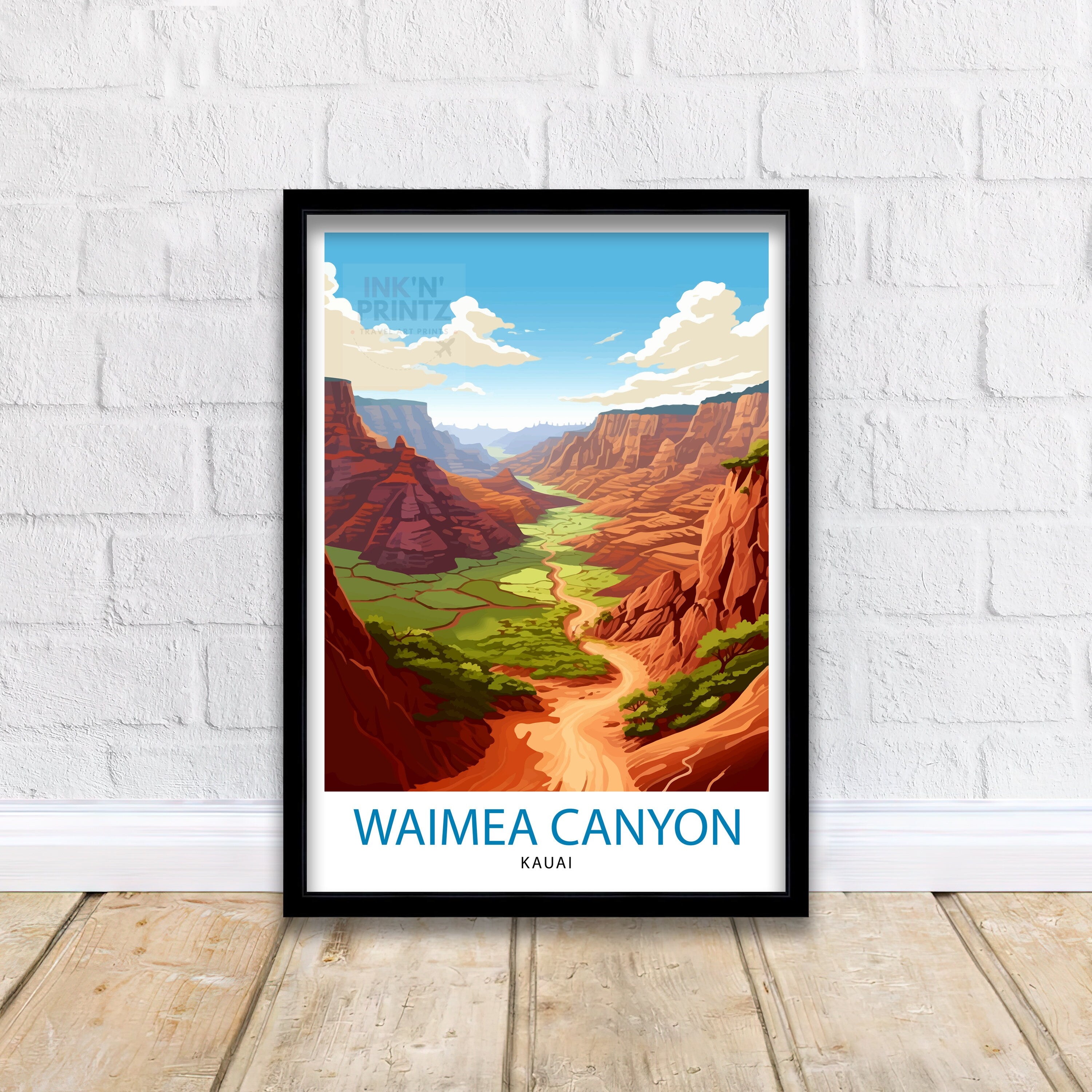 Waimea Canyon Kauai Travel Print| Waimea Canyon Wall Decor Kauai Travel Poster Hawaii Travel Prints Waimea Canyon Art Print Kauai