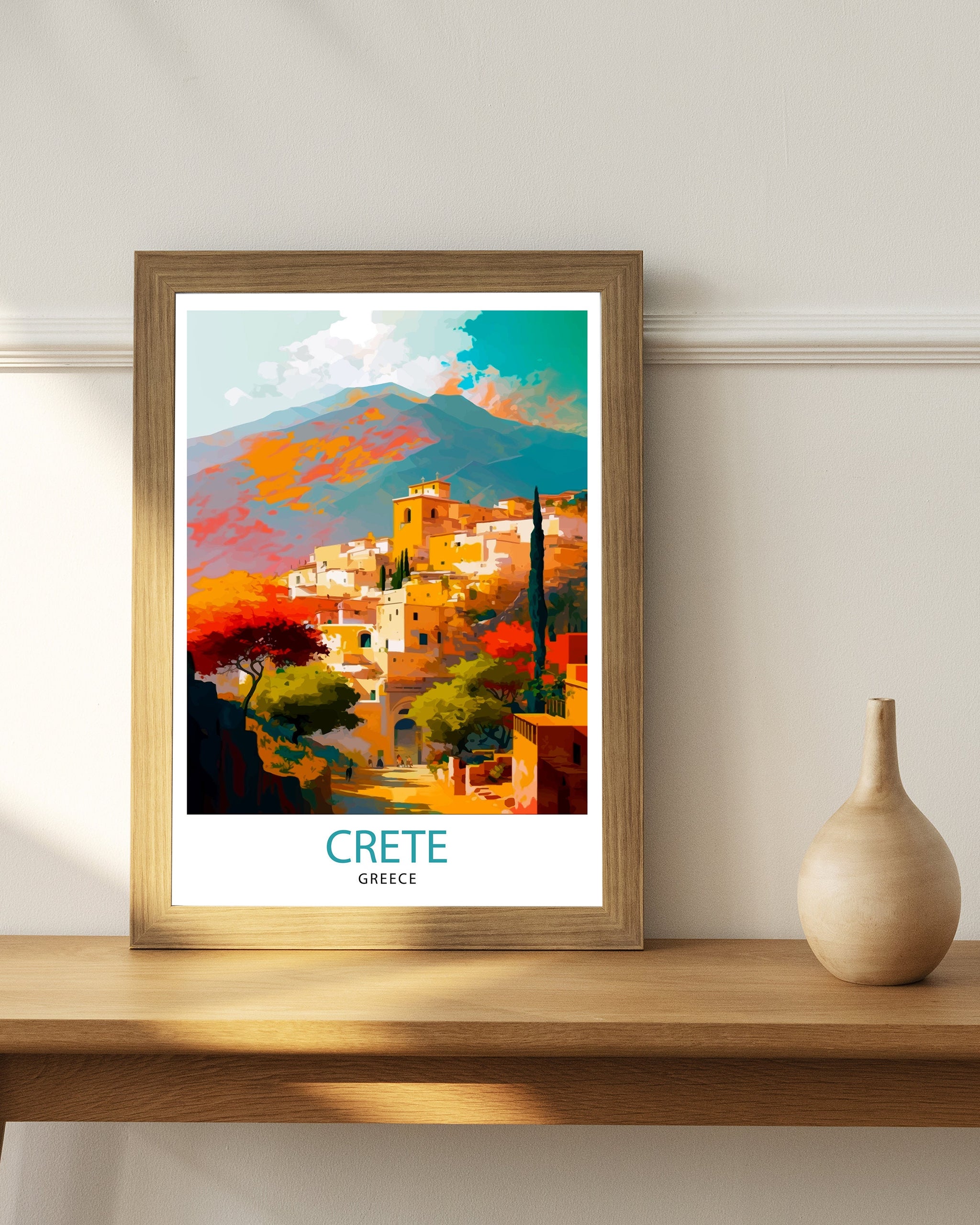 Crete Greece Travel Print Crete Wall Decor Crete Home Living Decor Crete Greece Illustration Travel Poster Gift for Crete Greece Home Decor