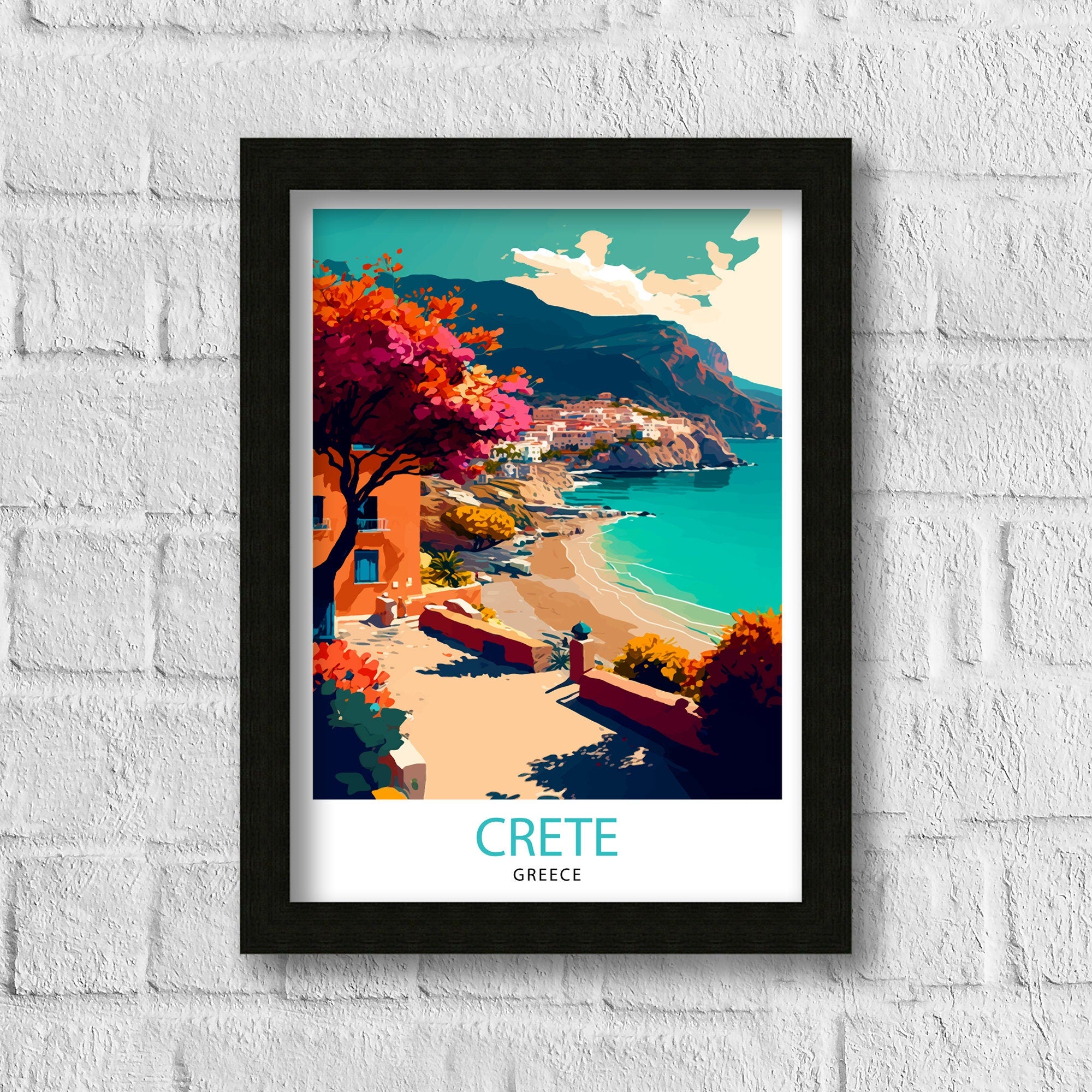 Crete Greece Travel Print Crete Wall Decor Crete Home Living Decor Crete Greece Illustration Travel Poster Gift for Crete Greece Home Decor
