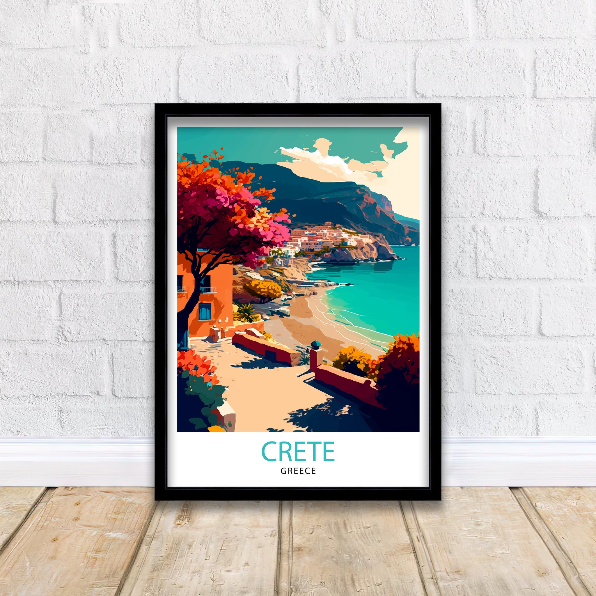Crete Greece Travel Print Crete Wall Decor Crete Home Living Decor Crete Greece Illustration Travel Poster Gift for Crete Greece Home Decor
