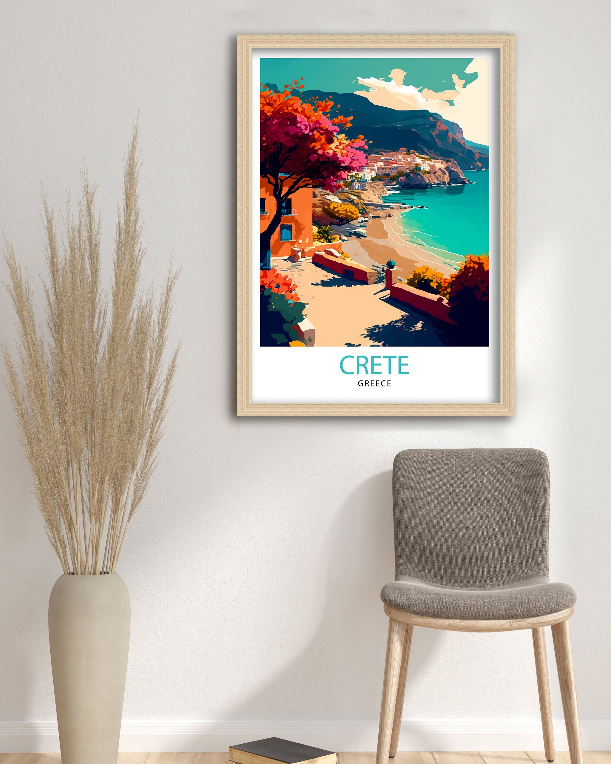 Crete Greece Travel Print Crete Wall Decor Crete Home Living Decor Crete Greece Illustration Travel Poster Gift for Crete Greece Home Decor