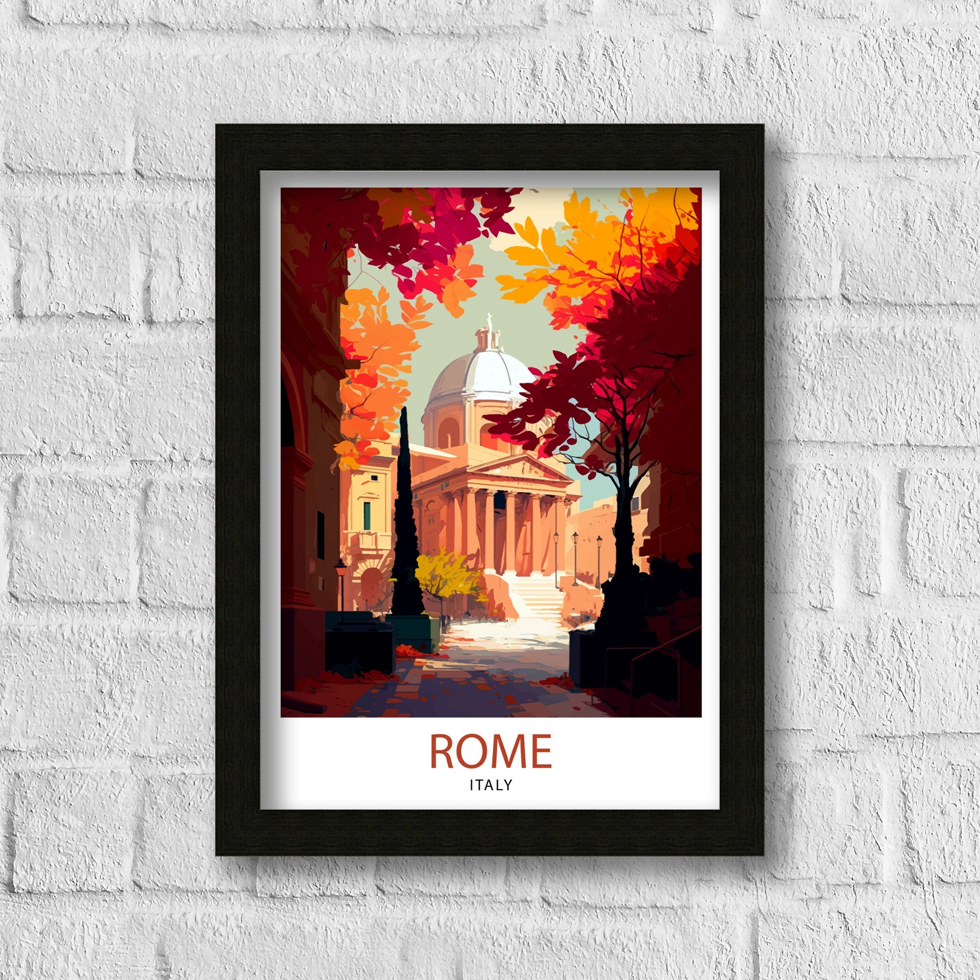 Rome Italy Travel Print: Colosseum, St. Peter's Basilica