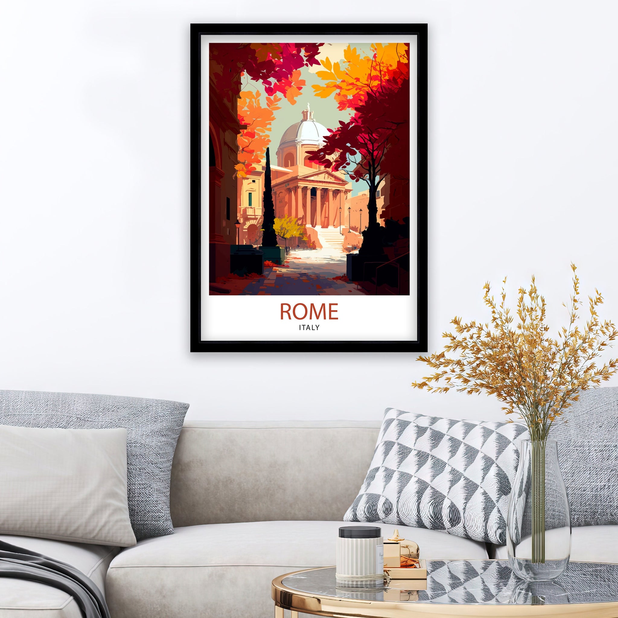 Rome Italy Travel Print: Colosseum, St. Peter's Basilica