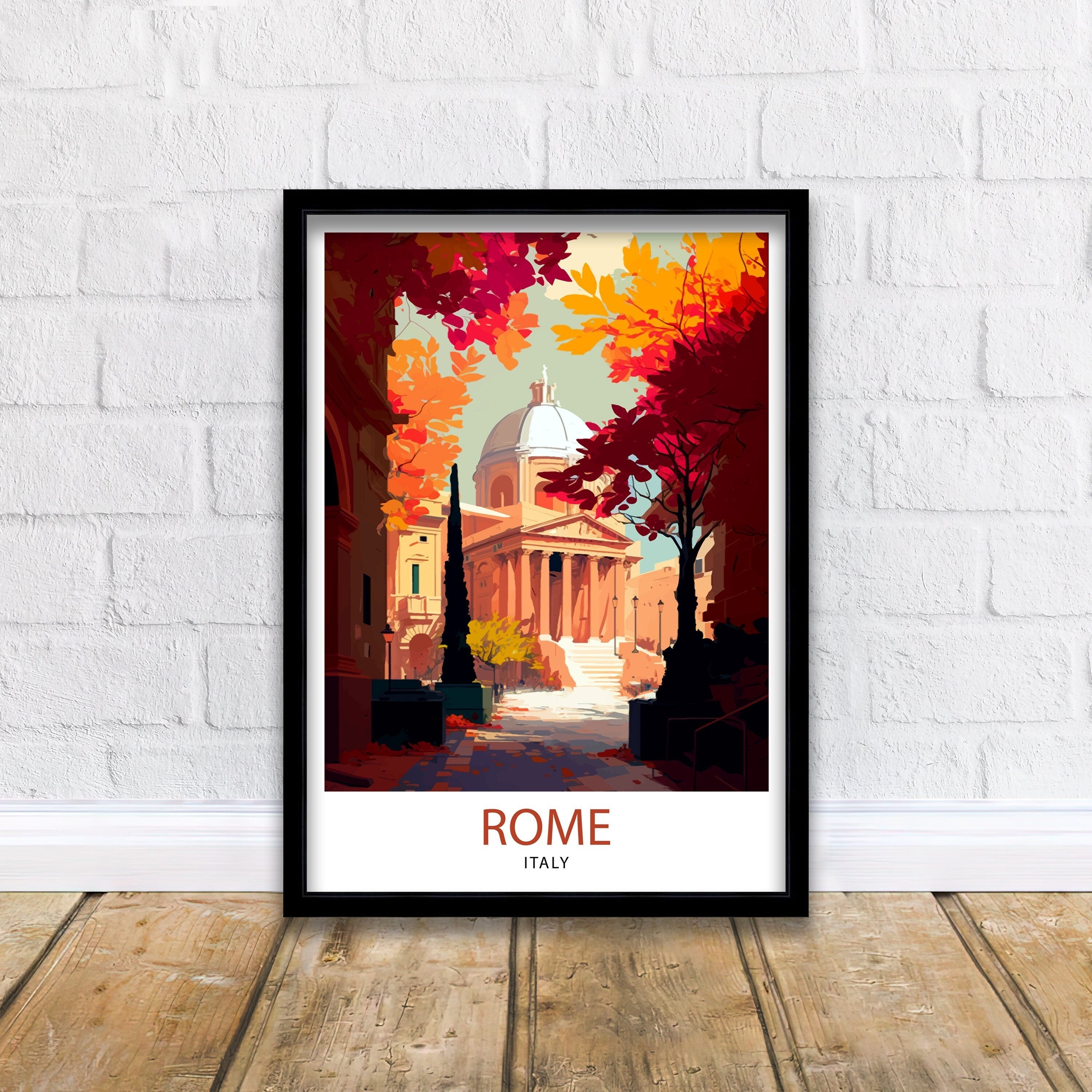 Rome Italy Travel Print: Colosseum, St. Peter's Basilica