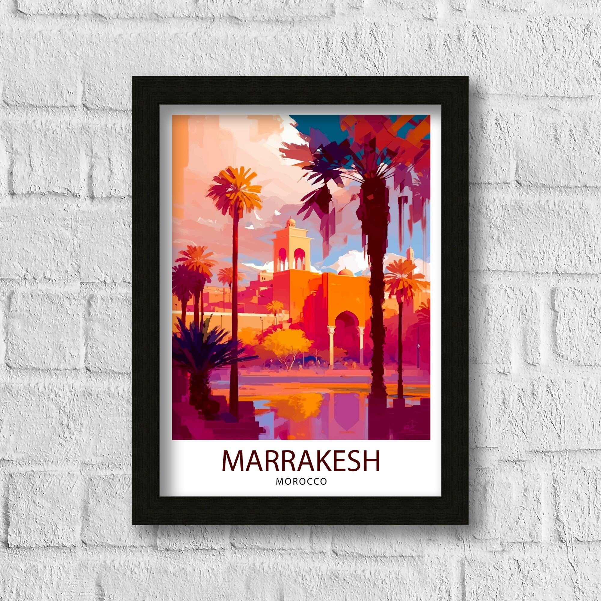 Marrakesh Morocco Travel Print Marrakesh Wall Decor Marrakesh Home Living Decor Marrakesh Morocco Illustration Travel Poster Gift