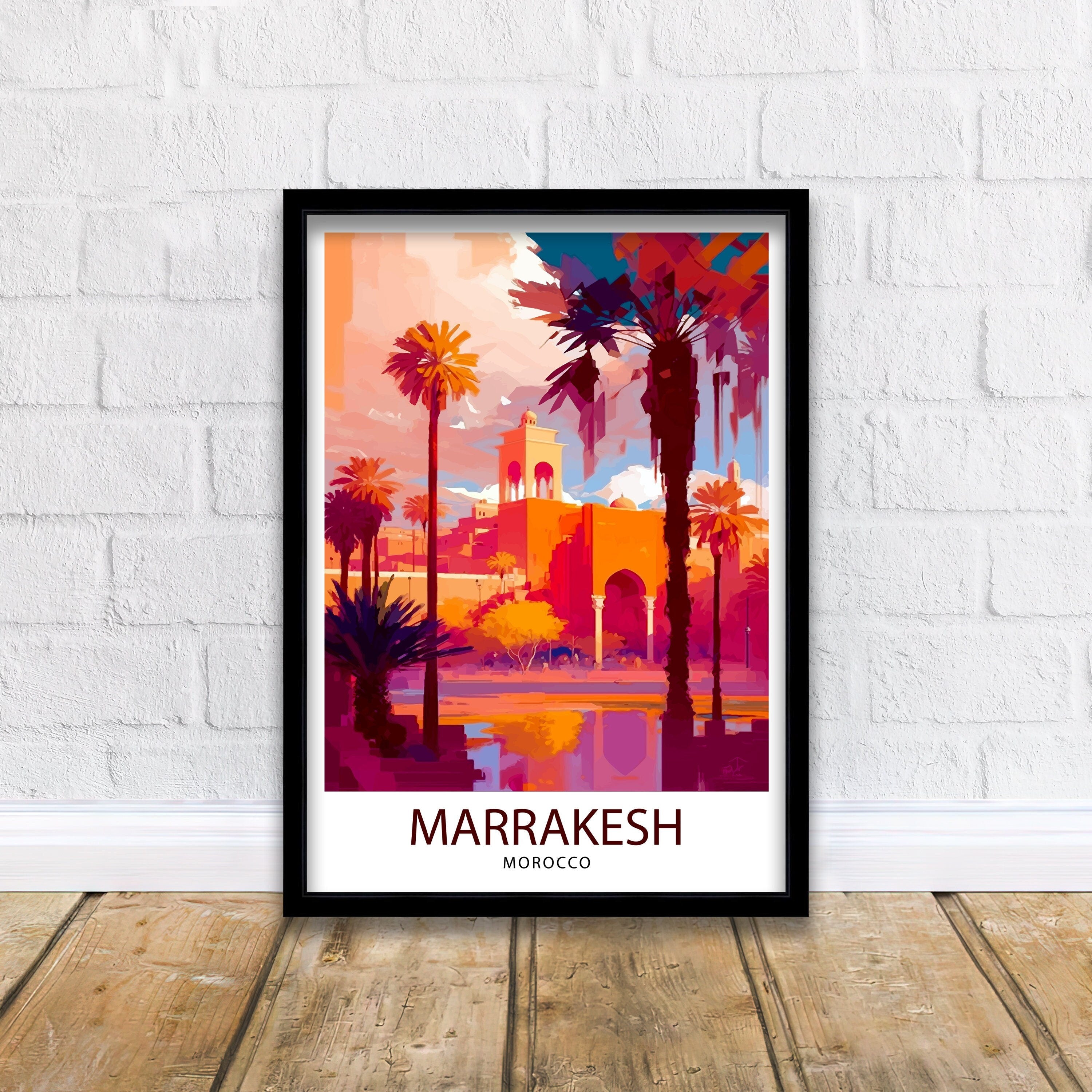 Marrakesh Morocco Travel Print Marrakesh Wall Decor Marrakesh Home Living Decor Marrakesh Morocco Illustration Travel Poster Gift