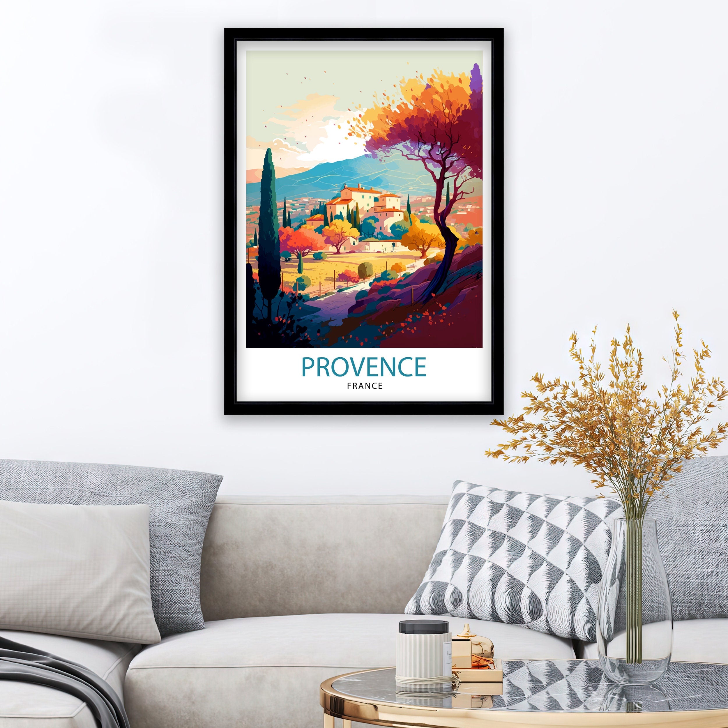 Provence France Travel Print Provence Wall Decor Provence Home Living Decor Provence France Illustration Travel Poster Gift for Provence