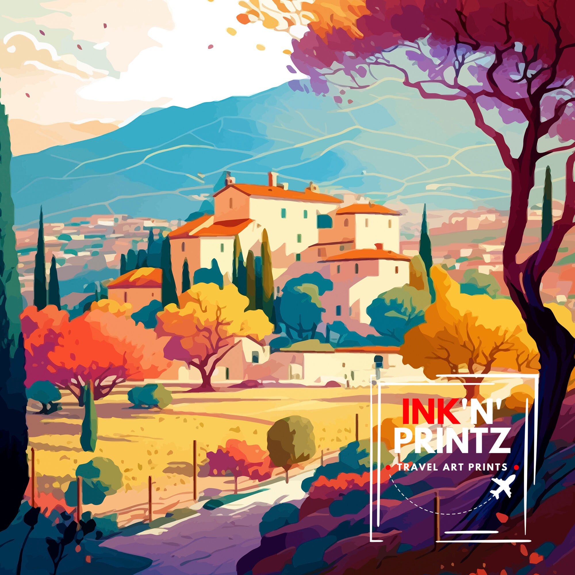 Provence France Travel Print Provence Wall Decor Provence Home Living Decor Provence France Illustration Travel Poster Gift for Provence