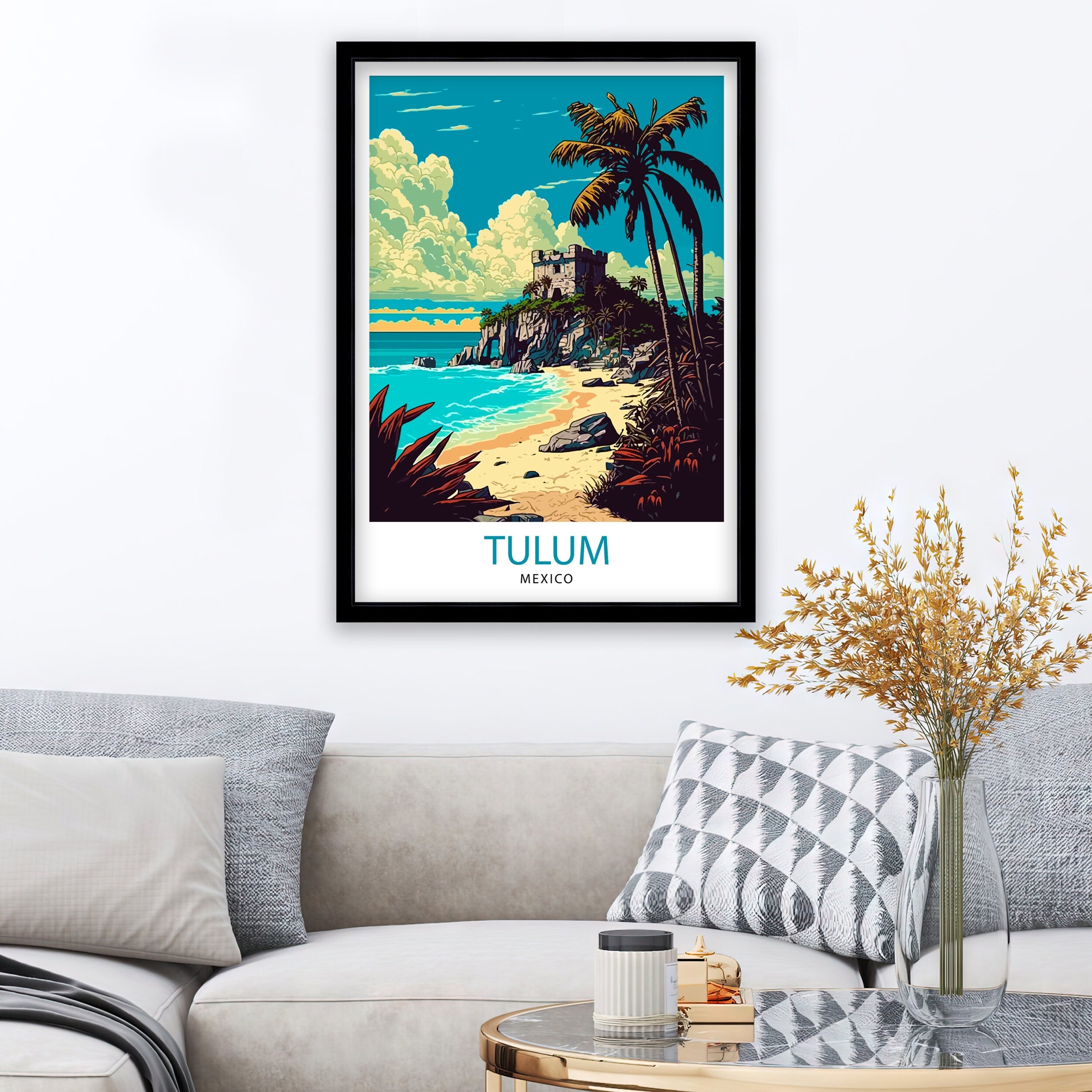 Tulum Mexico Travel Print Tulum Wall Decor Tulum Home Living Decor Tulum Mexico Illustration Travel Poster Gift for Tulum Mexico Home Decor