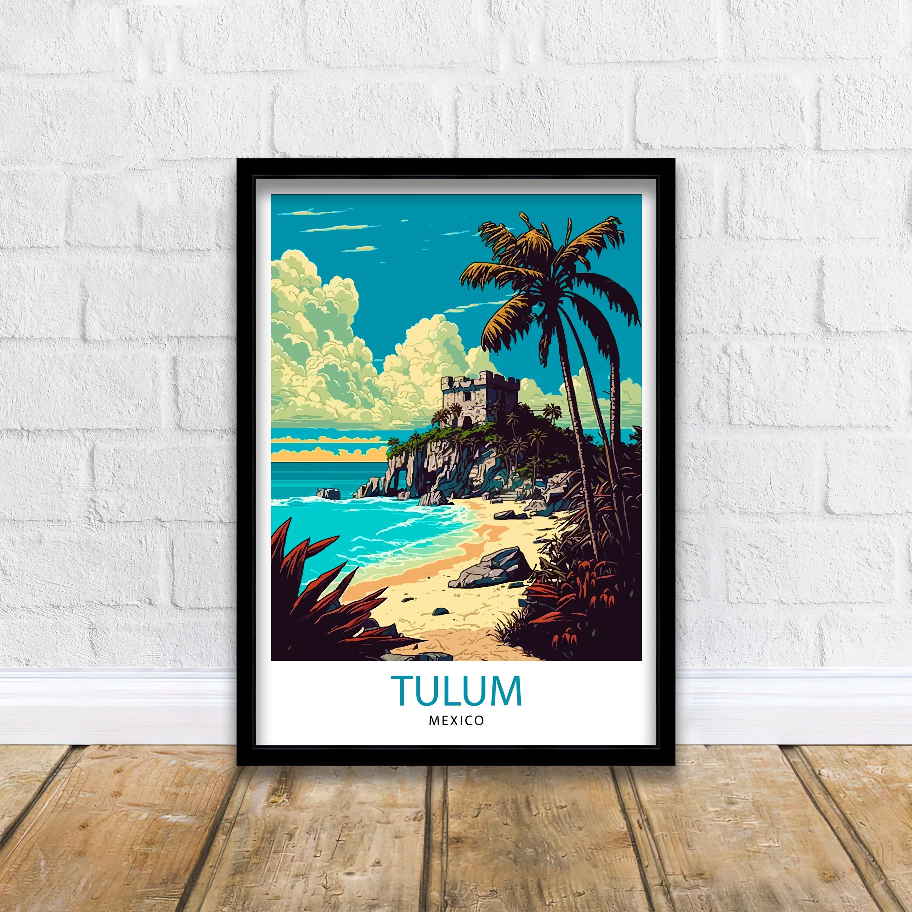 Tulum Mexico Travel Print Tulum Wall Decor Tulum Home Living Decor Tulum Mexico Illustration Travel Poster Gift for Tulum Mexico Home Decor