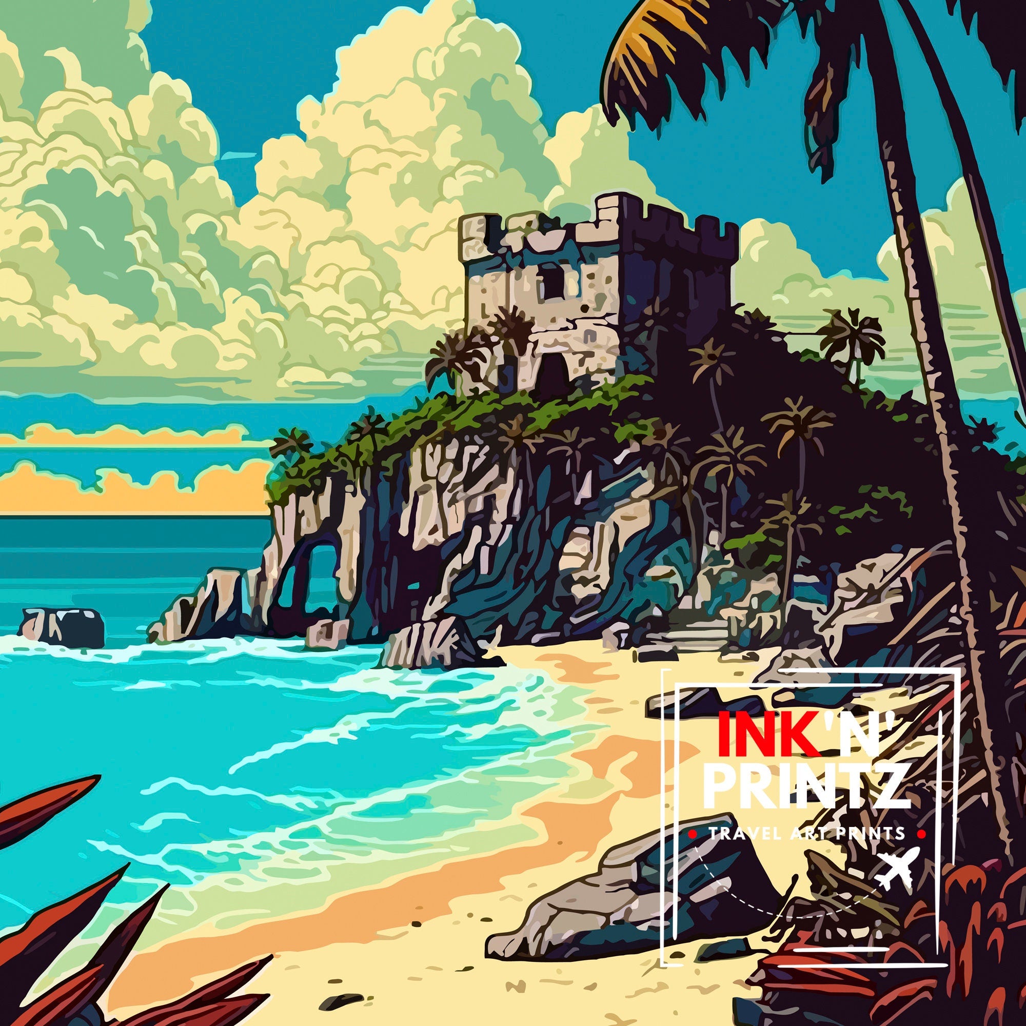 Tulum Mexico Travel Print Tulum Wall Decor Tulum Home Living Decor Tulum Mexico Illustration Travel Poster Gift for Tulum Mexico Home Decor