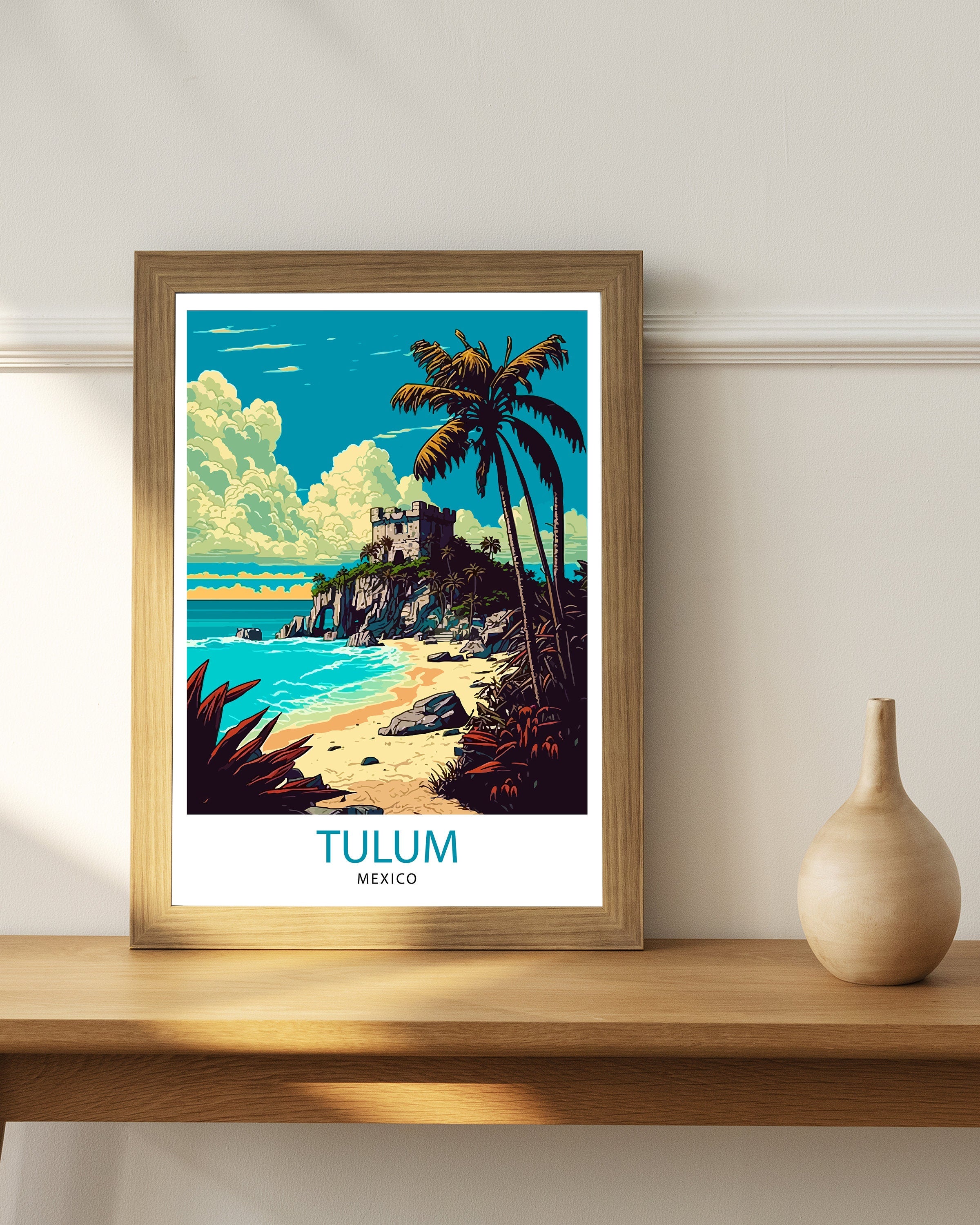 Tulum Mexico Travel Print Tulum Wall Decor Tulum Home Living Decor Tulum Mexico Illustration Travel Poster Gift for Tulum Mexico Home Decor
