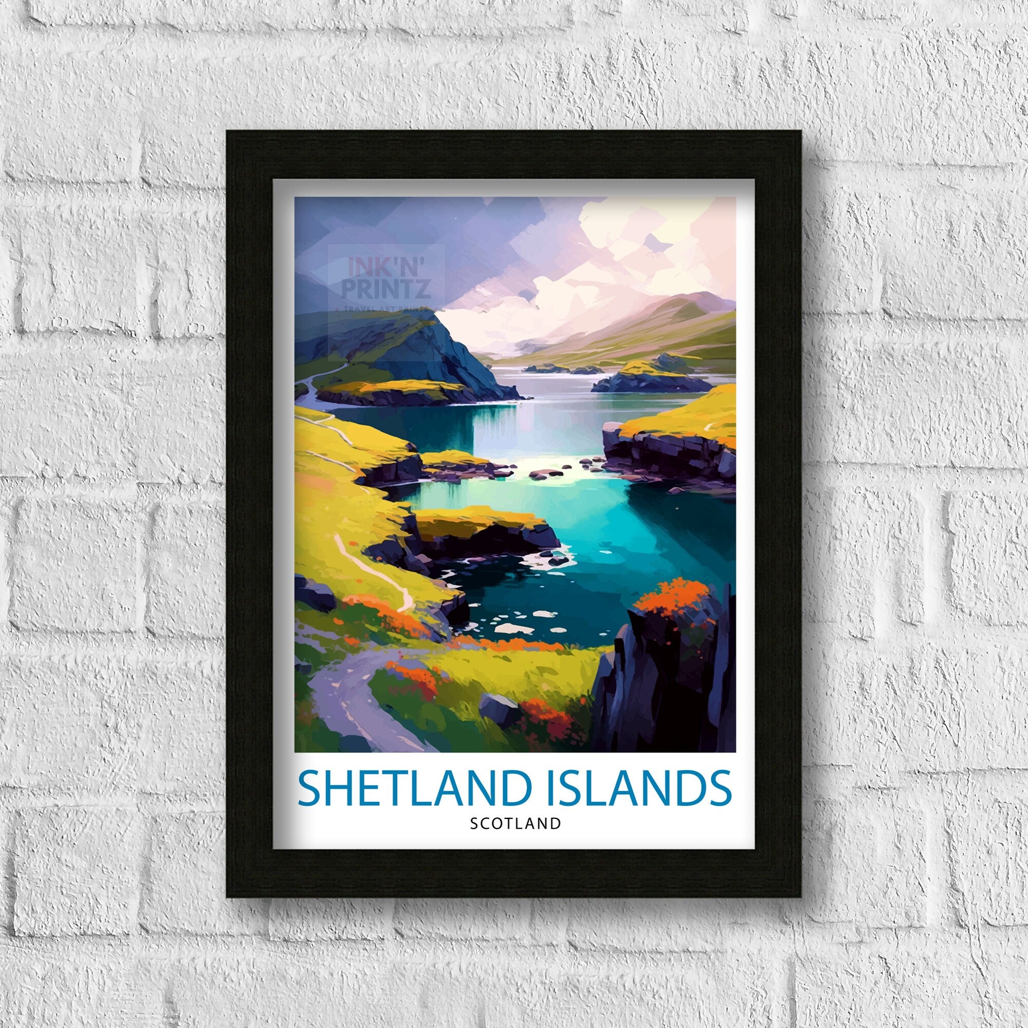 Shetland Islands Travel Print Shetland Wall Decor Shetland Poster Scotland Travel Prints Shetland Art Print Shetland Illustration Shetland