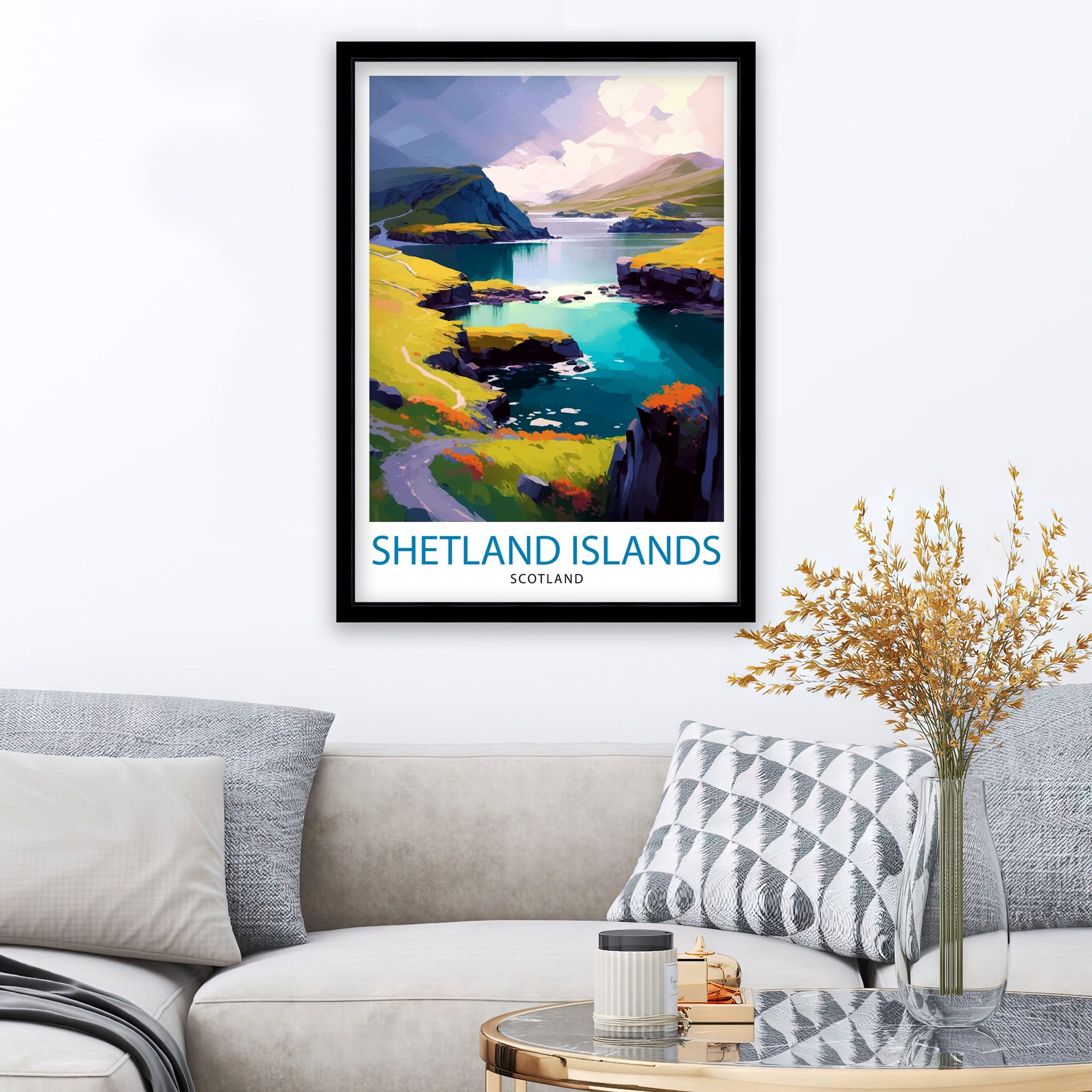 Shetland Islands Travel Print Shetland Wall Decor Shetland Poster Scotland Travel Prints Shetland Art Print Shetland Illustration Shetland