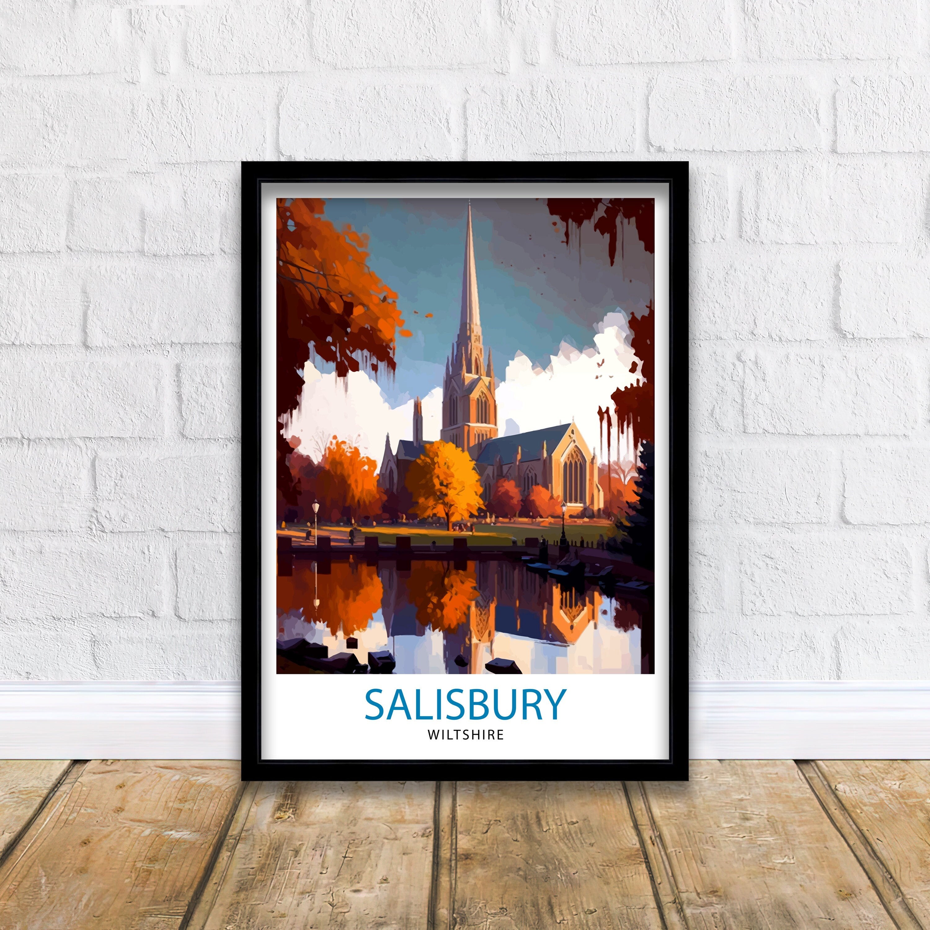 Salisbury Wiltshire Travel Print Salisbury Wall Decor Salisbury Poster Wiltshire Travel Prints Salisbury Art Print Salisbury Illustration