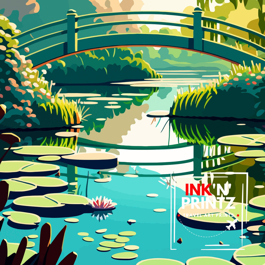 Giverny France Travel Print Giverny Wall Decor Giverny Home Living Decor Giverny France Illustration Travel Poster Gift for Giverny France