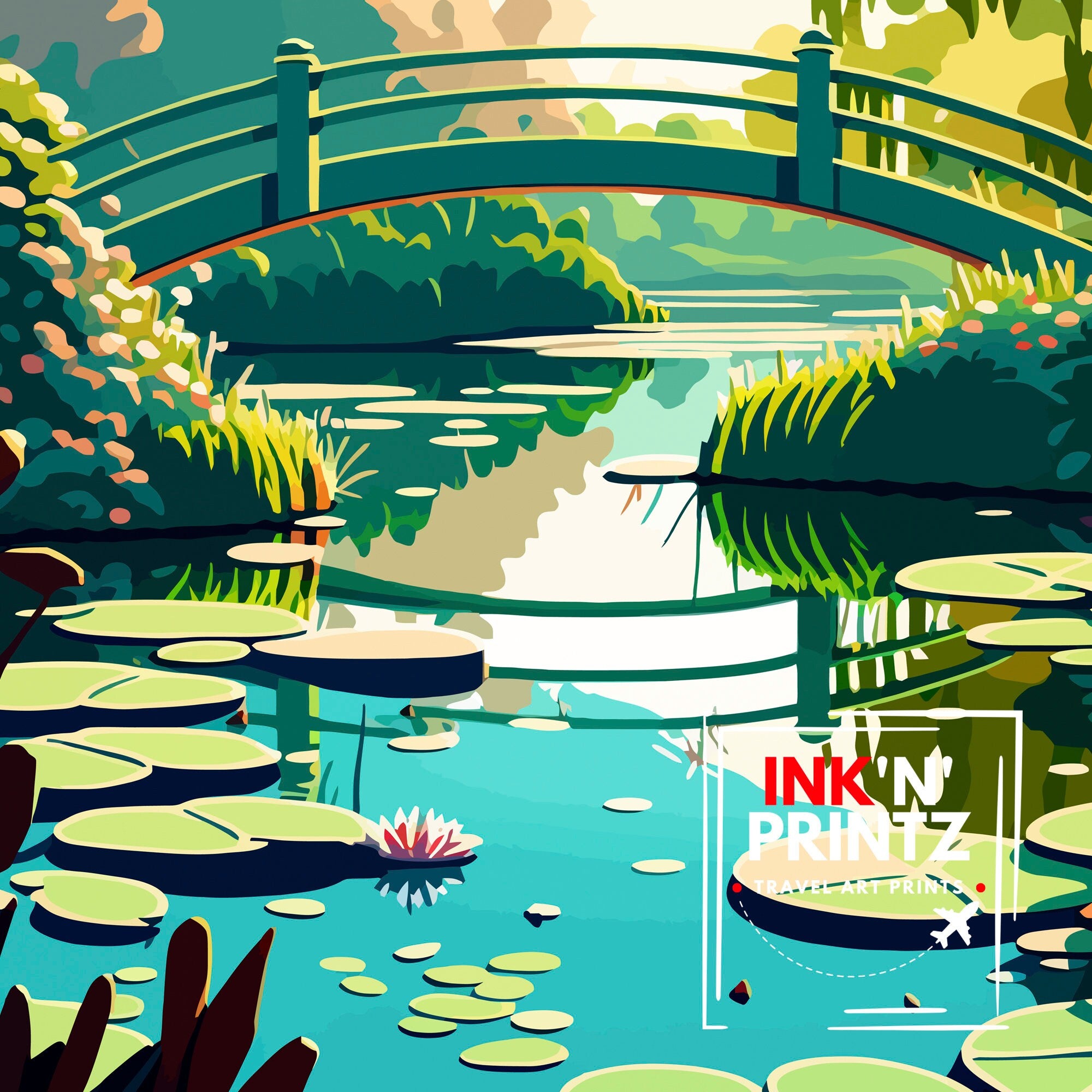 Giverny France Travel Print Giverny Wall Decor Giverny Home Living Decor Giverny France Illustration Travel Poster Gift for Giverny France