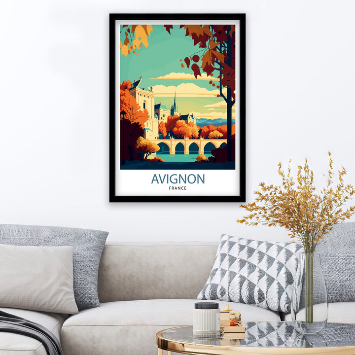 Avignon France Travel Print , Avignon Wall Decor, Avignon Home Living Decor, Avignon France Illustration, Travel Poster Gift for Avignon