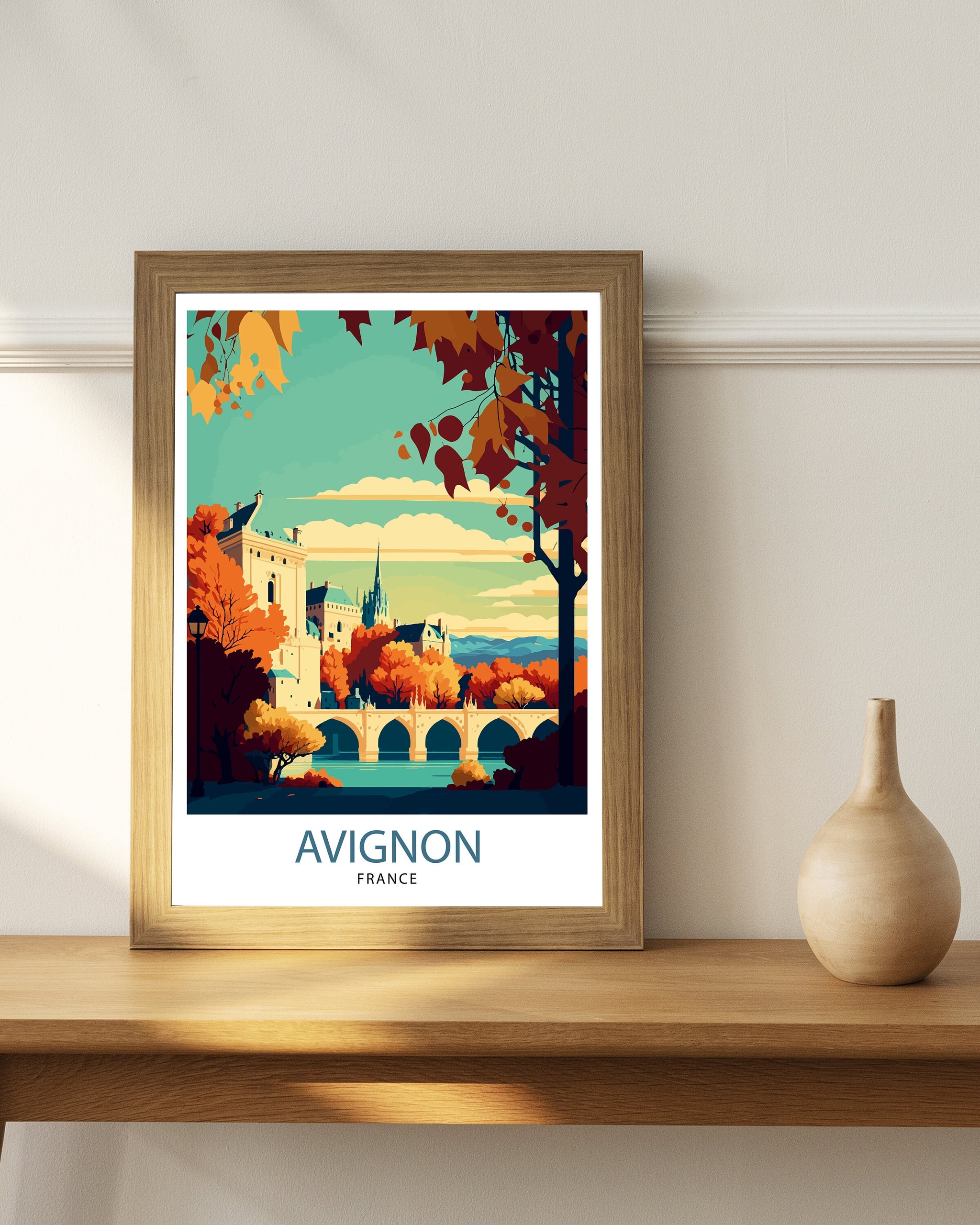 Avignon France Travel Print , Avignon Wall Decor, Avignon Home Living Decor, Avignon France Illustration, Travel Poster Gift for Avignon