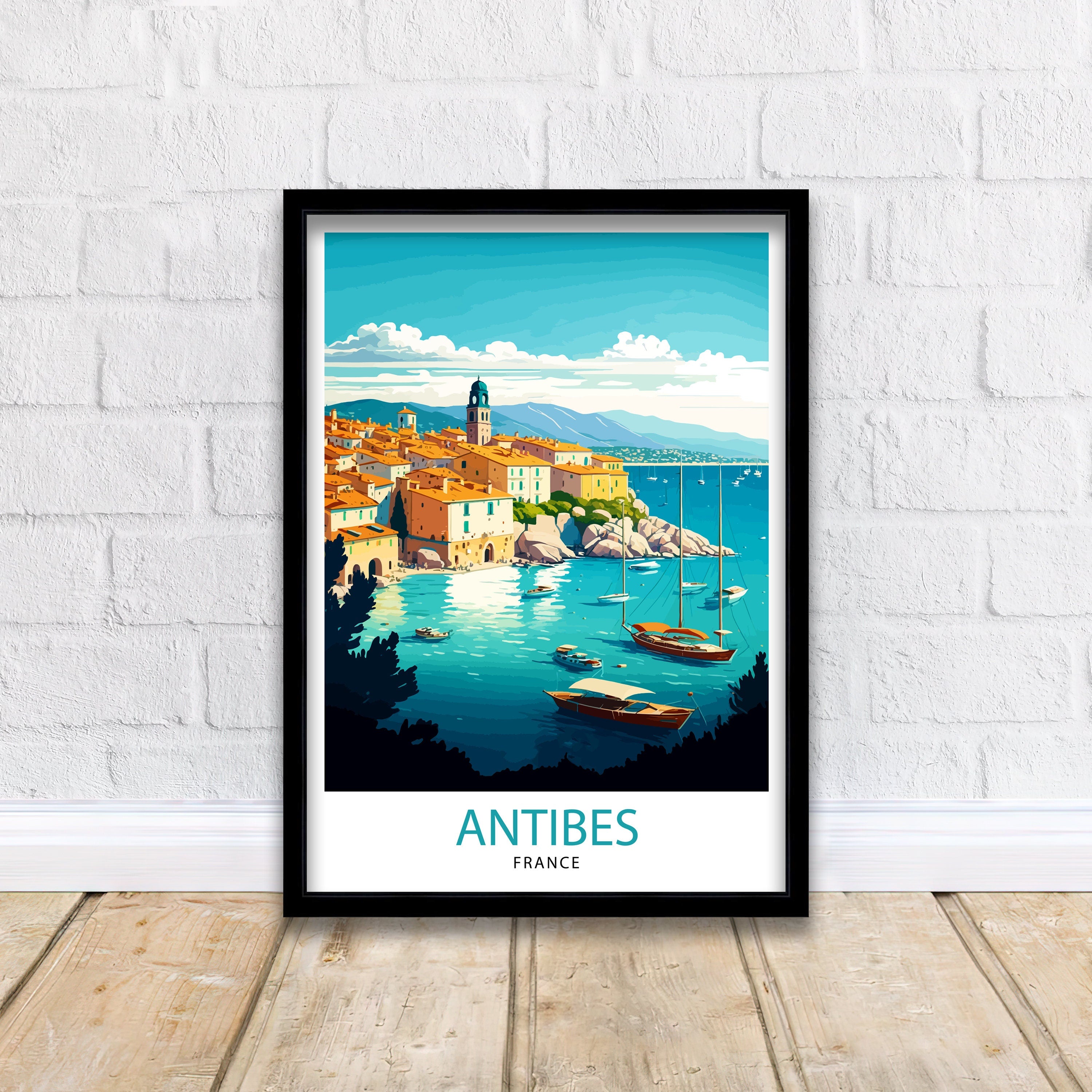 Antibes France Travel Print Antibes Wall Decor Antibes Home Living Decor Antibes France Illustration Travel Poster Gift for Antibes