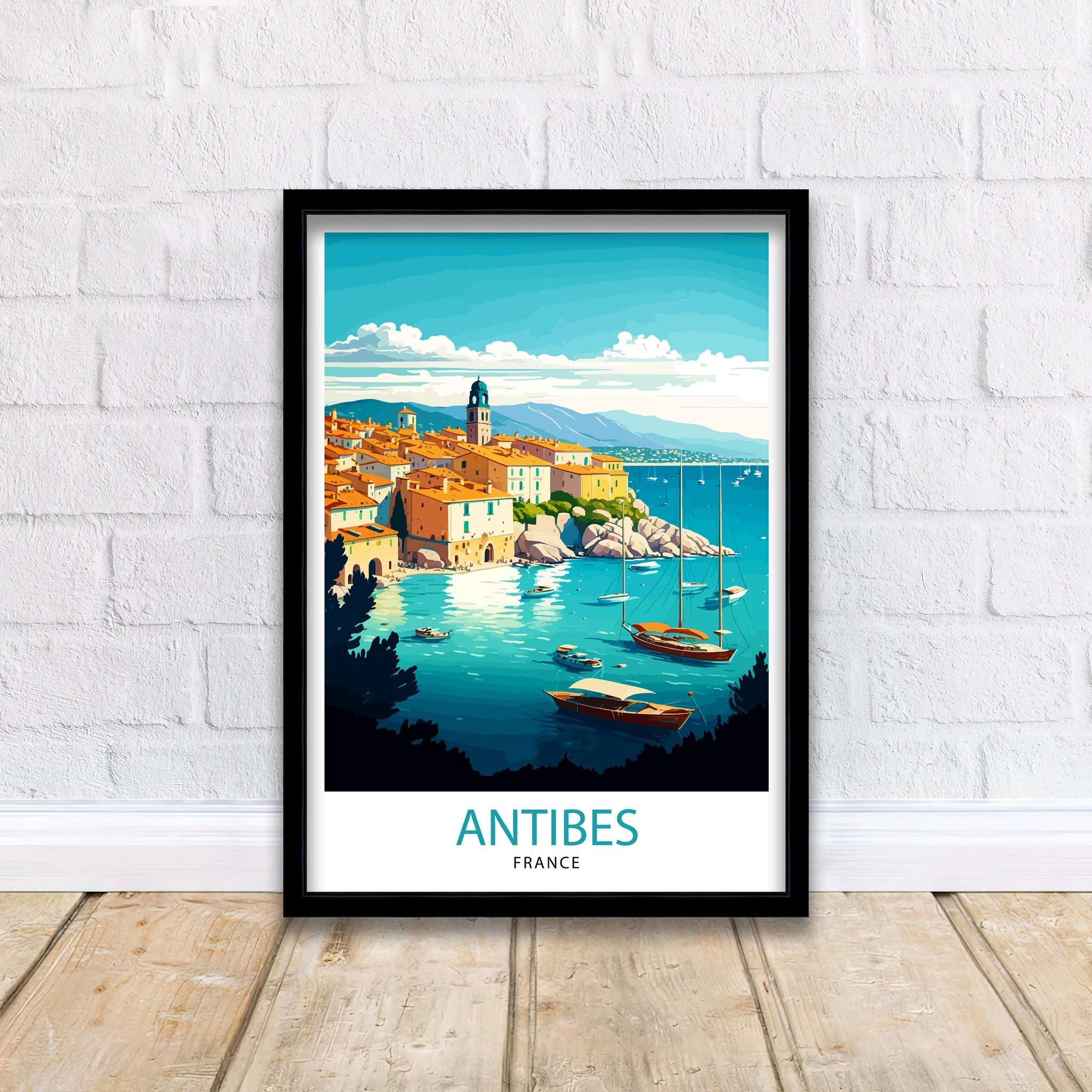 Antibes France Travel Print Antibes Wall Decor Antibes Home Living Decor Antibes France Illustration Travel Poster Gift for Antibes