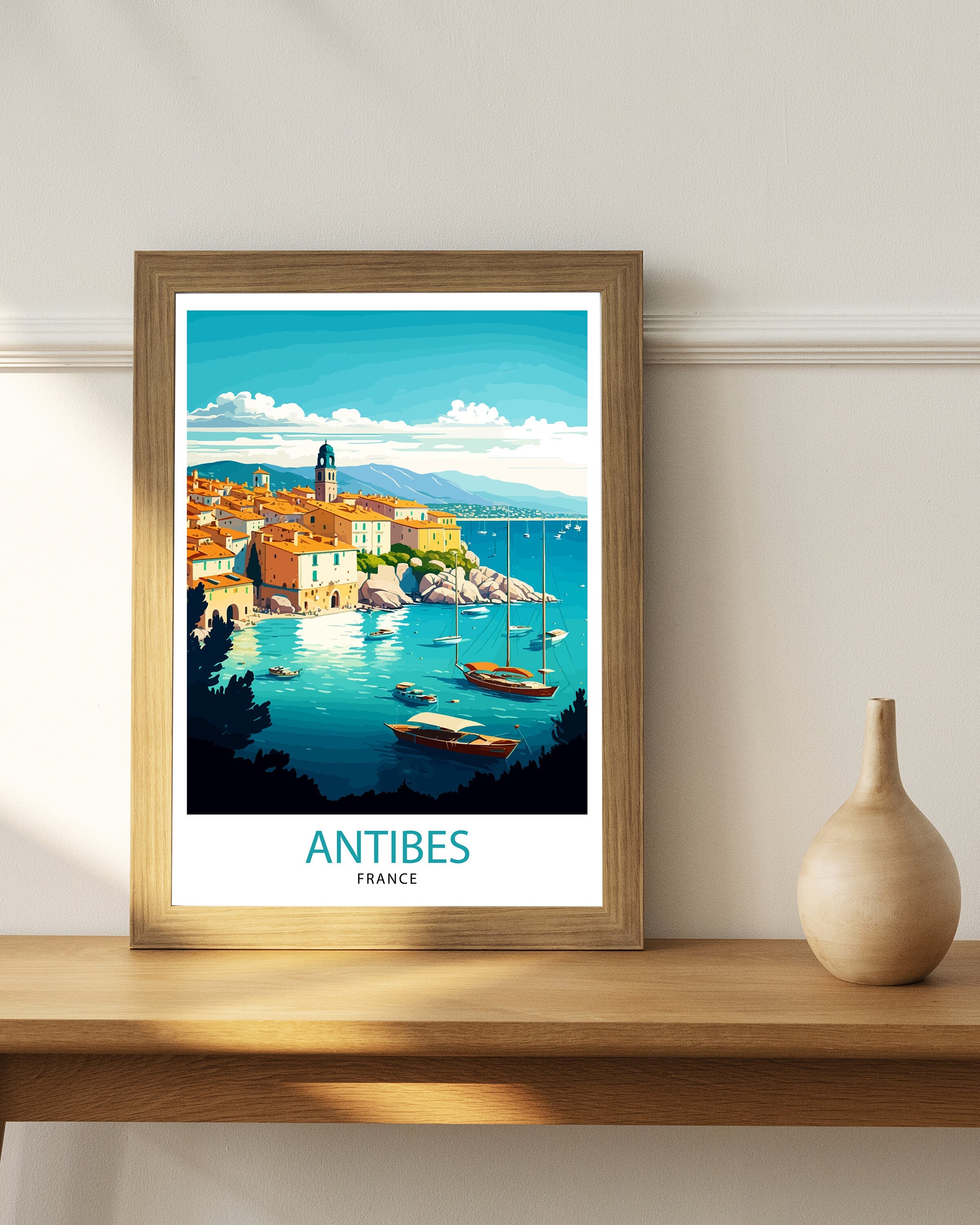 Antibes France Travel Print Antibes Wall Decor Antibes Home Living Decor Antibes France Illustration Travel Poster Gift for Antibes