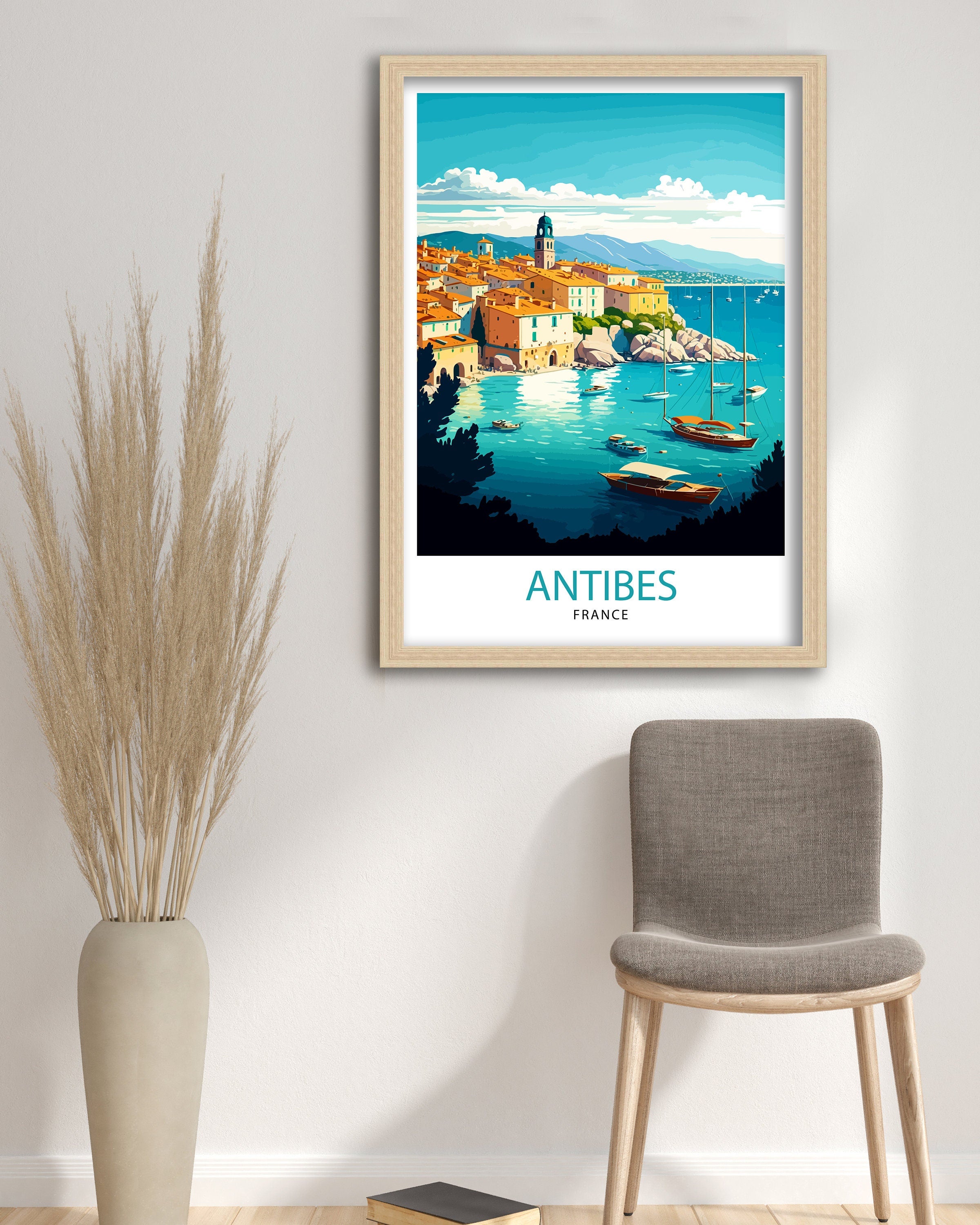 Antibes France Travel Print Antibes Wall Decor Antibes Home Living Decor Antibes France Illustration Travel Poster Gift for Antibes