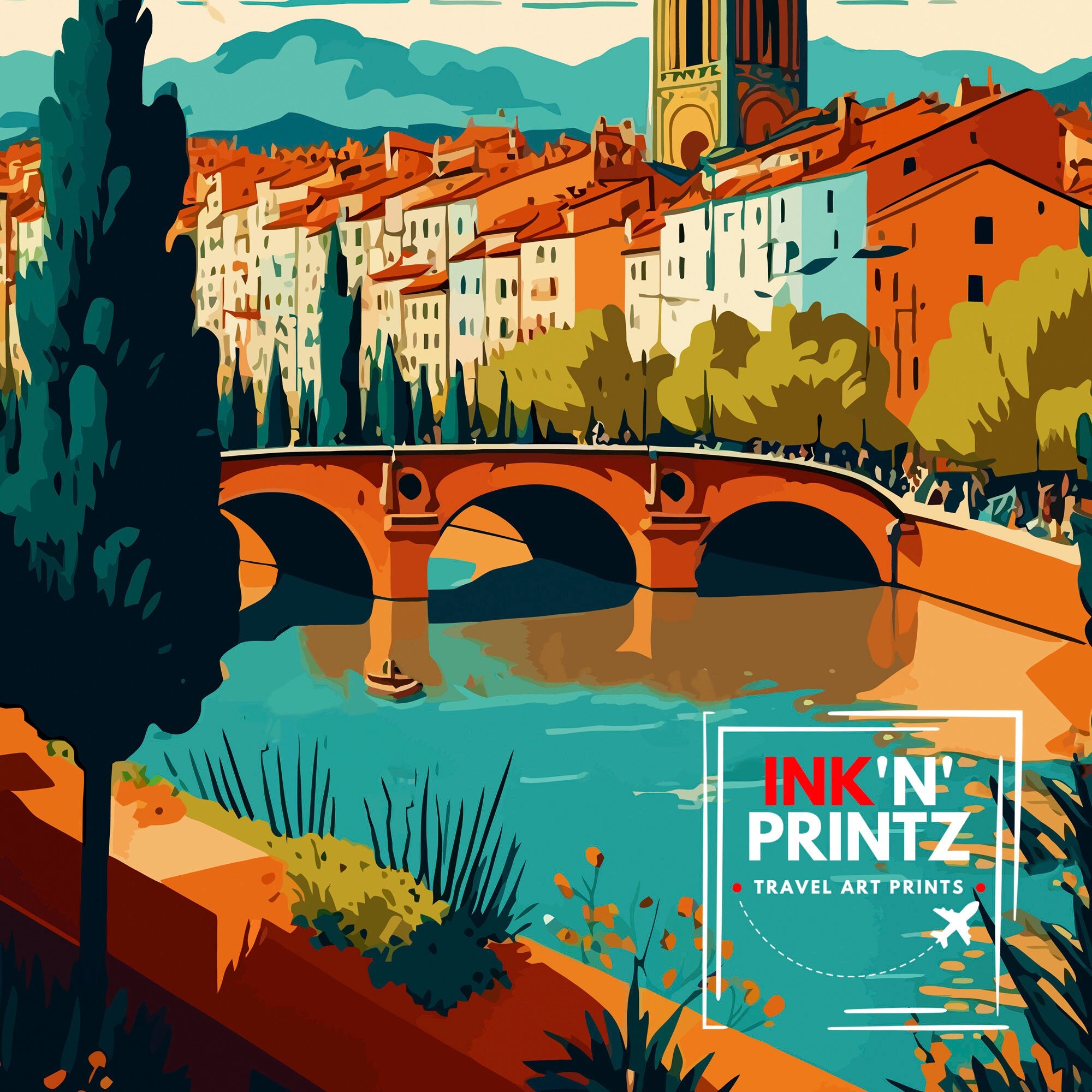 Perpignan France Travel Print Perpignan Wall Decor Perpignan Home Living Decor Perpignan France Illustration Travel Poster Gift