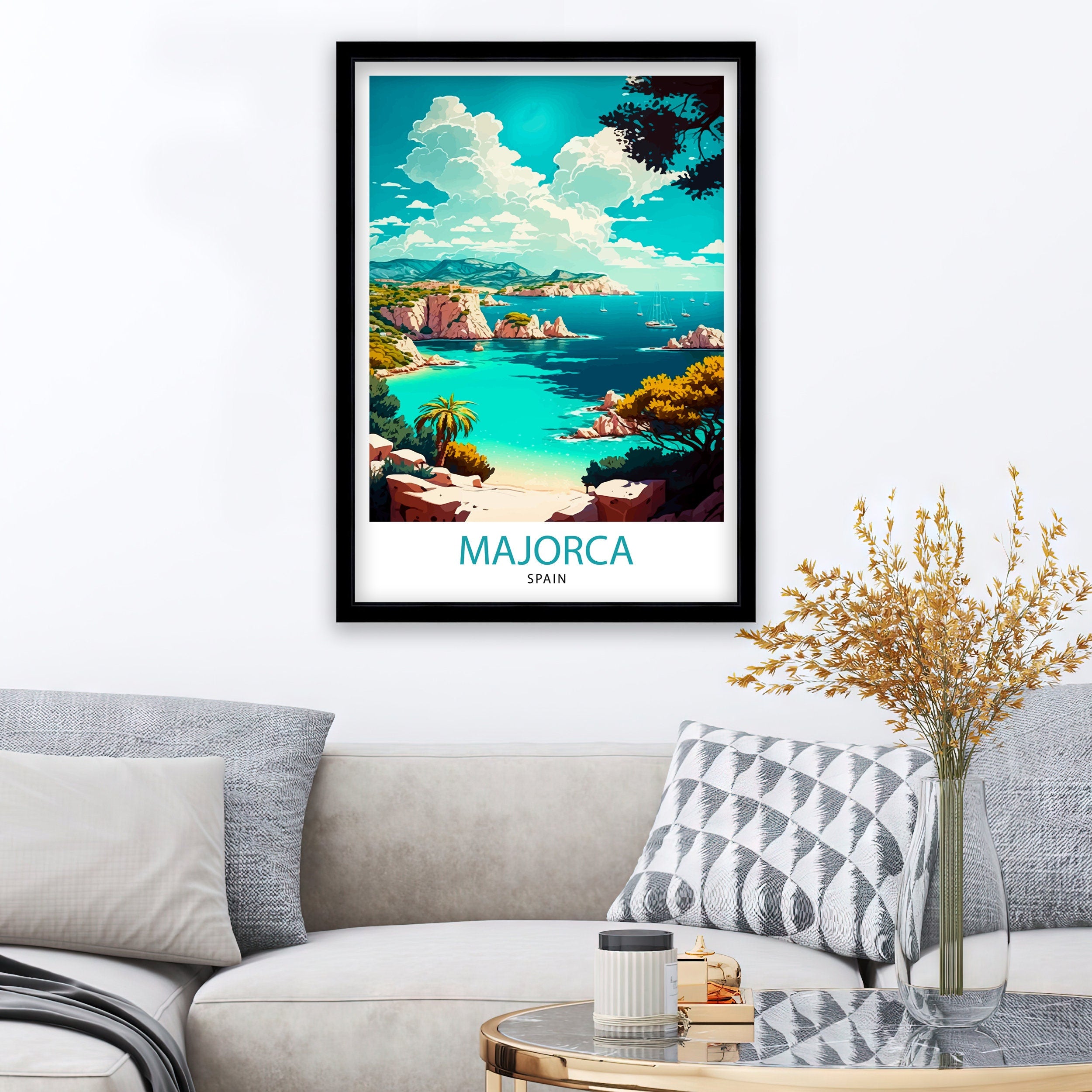 Majorca Spain Travel Print Majorca Wall Decor Majorca Home Living Decor Majorca Spain Illustration Travel Poster Gift for Majorca Spain Home