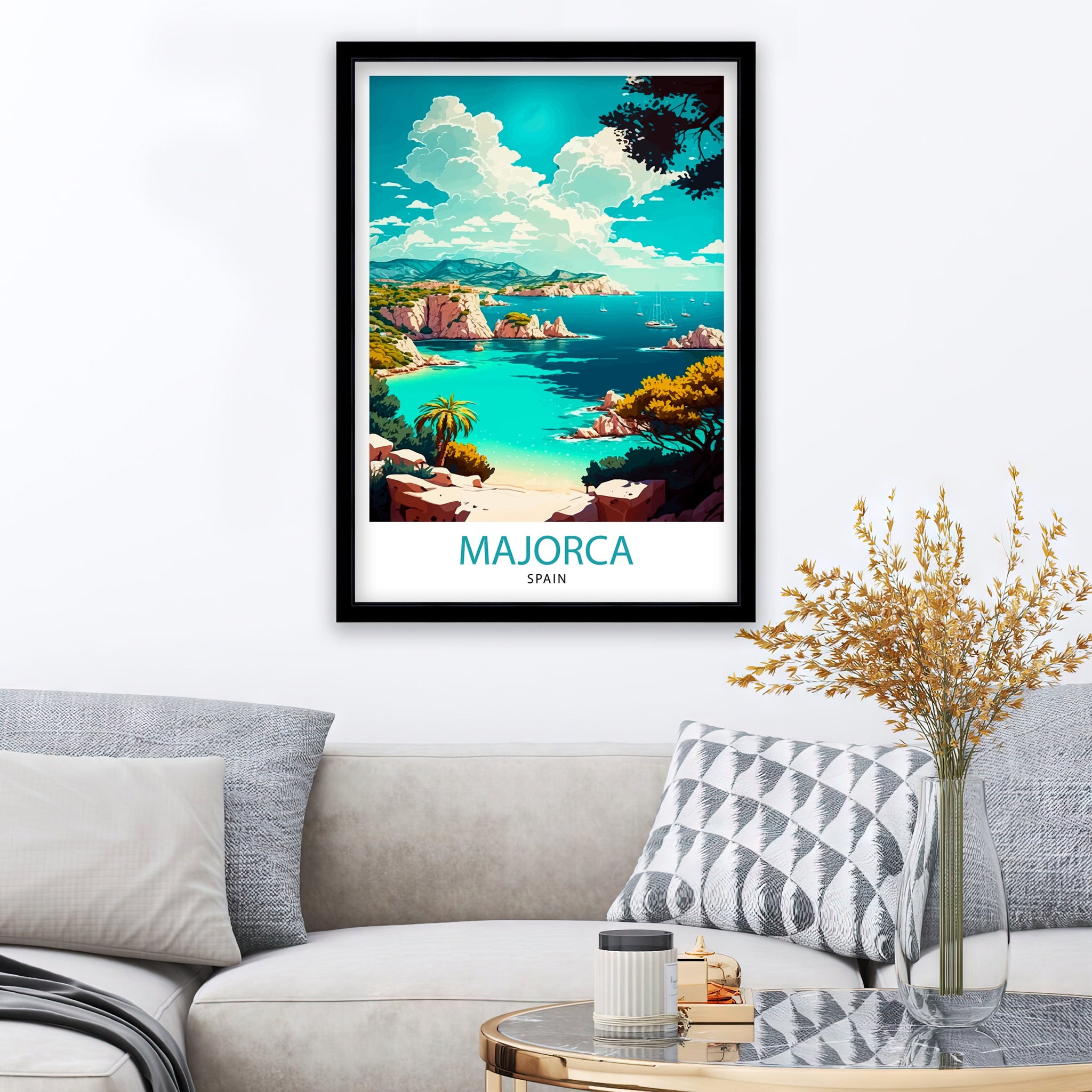 Majorca Spain Travel Print Majorca Wall Decor Majorca Home Living Decor Majorca Spain Illustration Travel Poster Gift for Majorca Spain Home