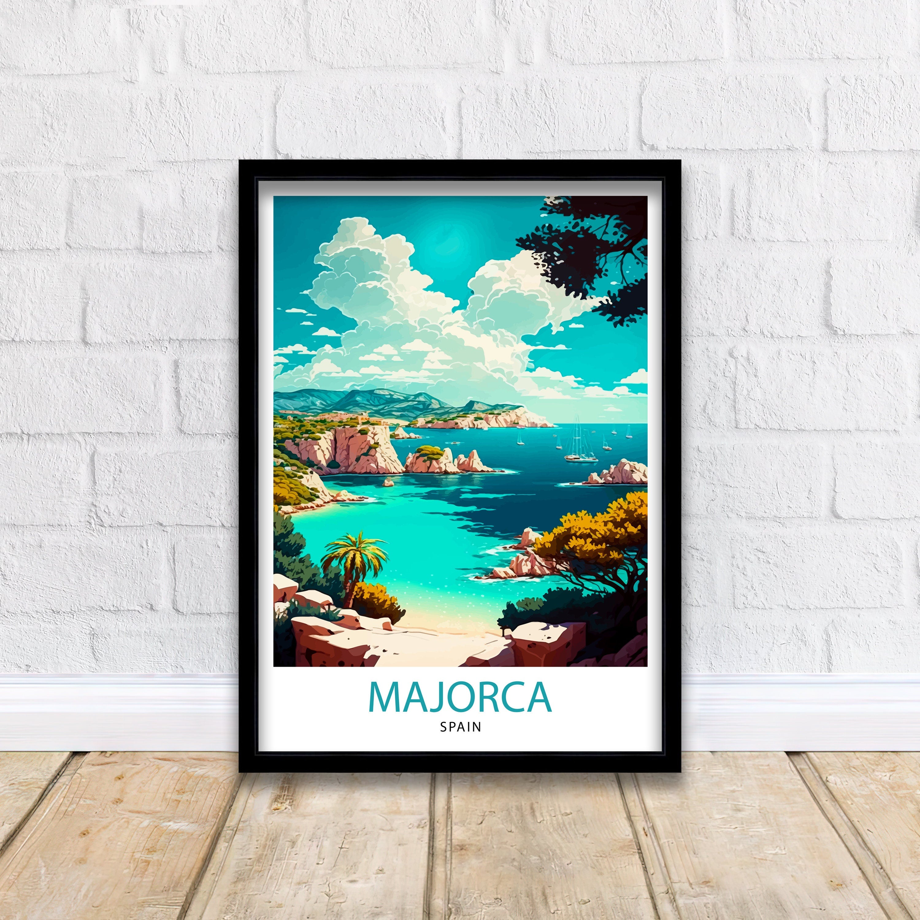 Majorca Spain Travel Print Majorca Wall Decor Majorca Home Living Decor Majorca Spain Illustration Travel Poster Gift for Majorca Spain Home