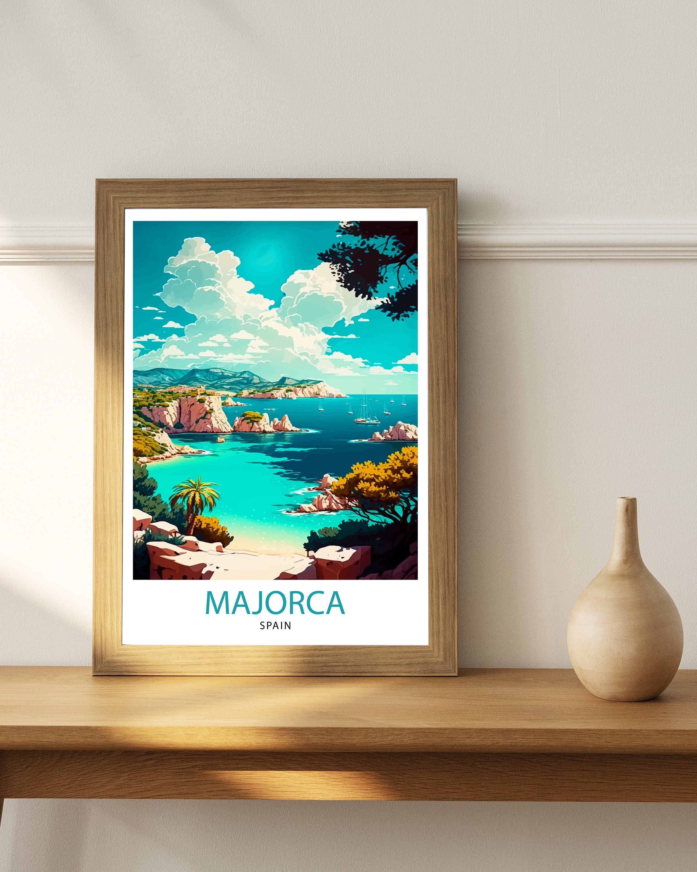 Majorca Spain Travel Print Majorca Wall Decor Majorca Home Living Decor Majorca Spain Illustration Travel Poster Gift for Majorca Spain Home