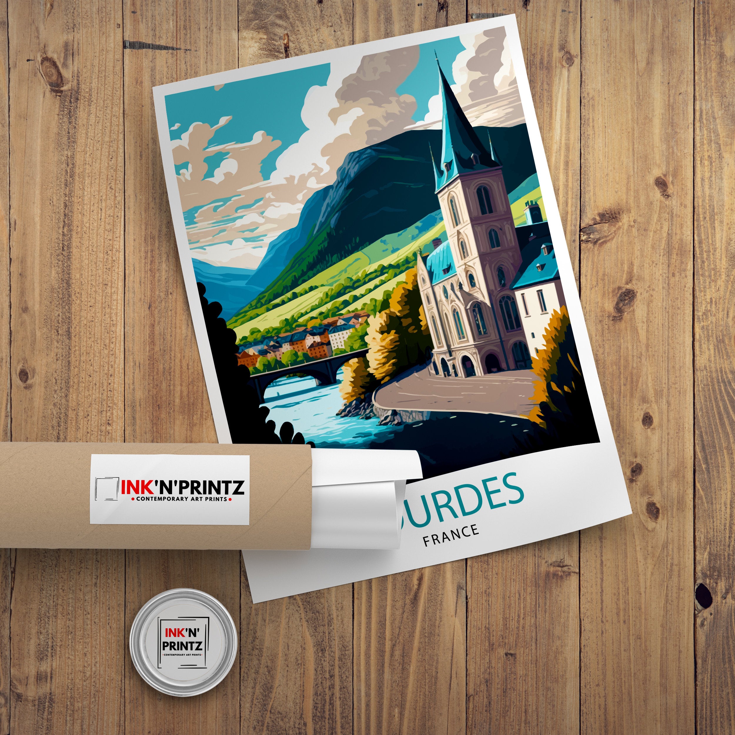 Lourdes France Travel Print Lourdes Wall Decor Lourdes Home Living Decor Lourdes France Illustration Travel Poster Gift for Lourdes France