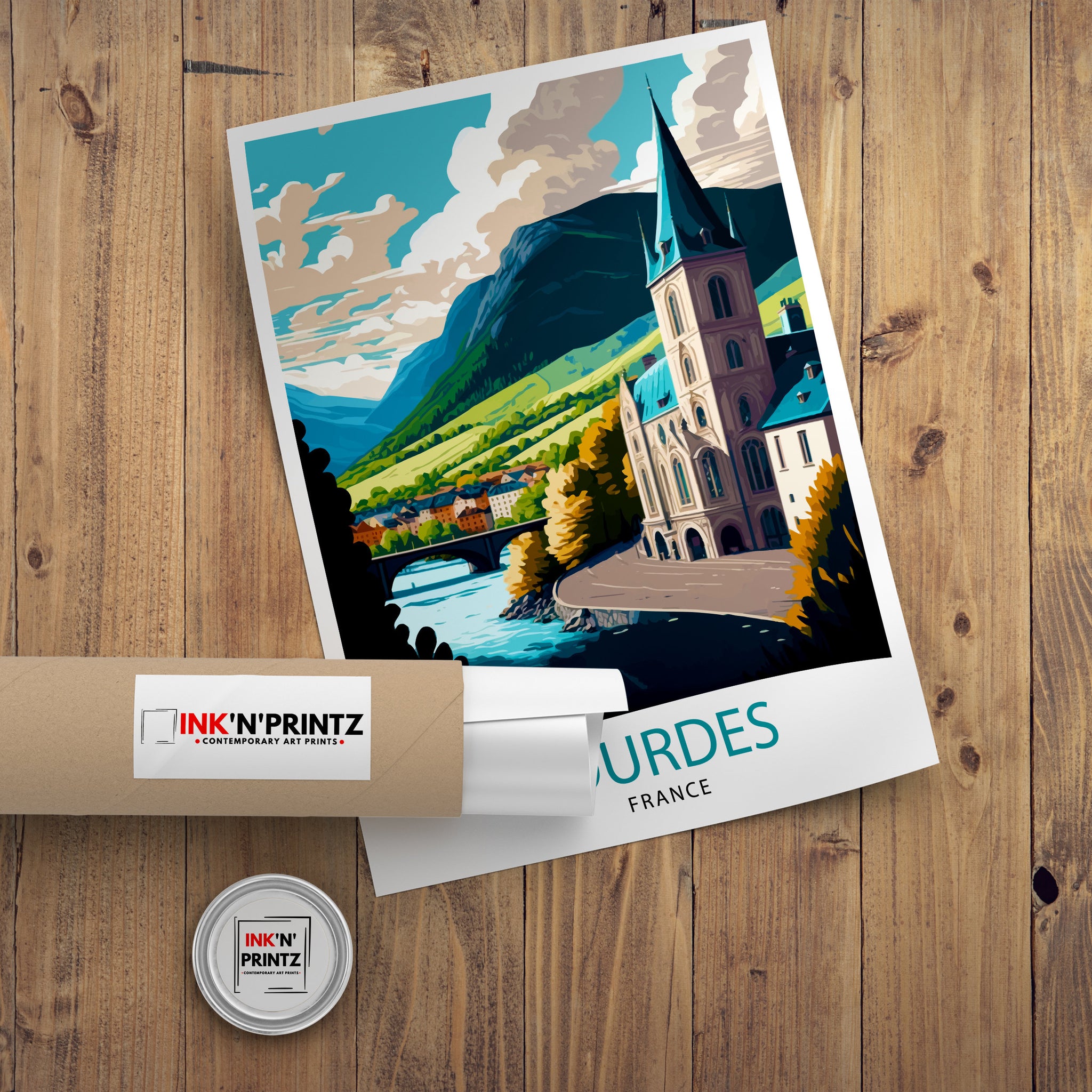 Lourdes France Travel Print Lourdes Wall Decor Lourdes Home Living Decor Lourdes France Illustration Travel Poster Gift for Lourdes France
