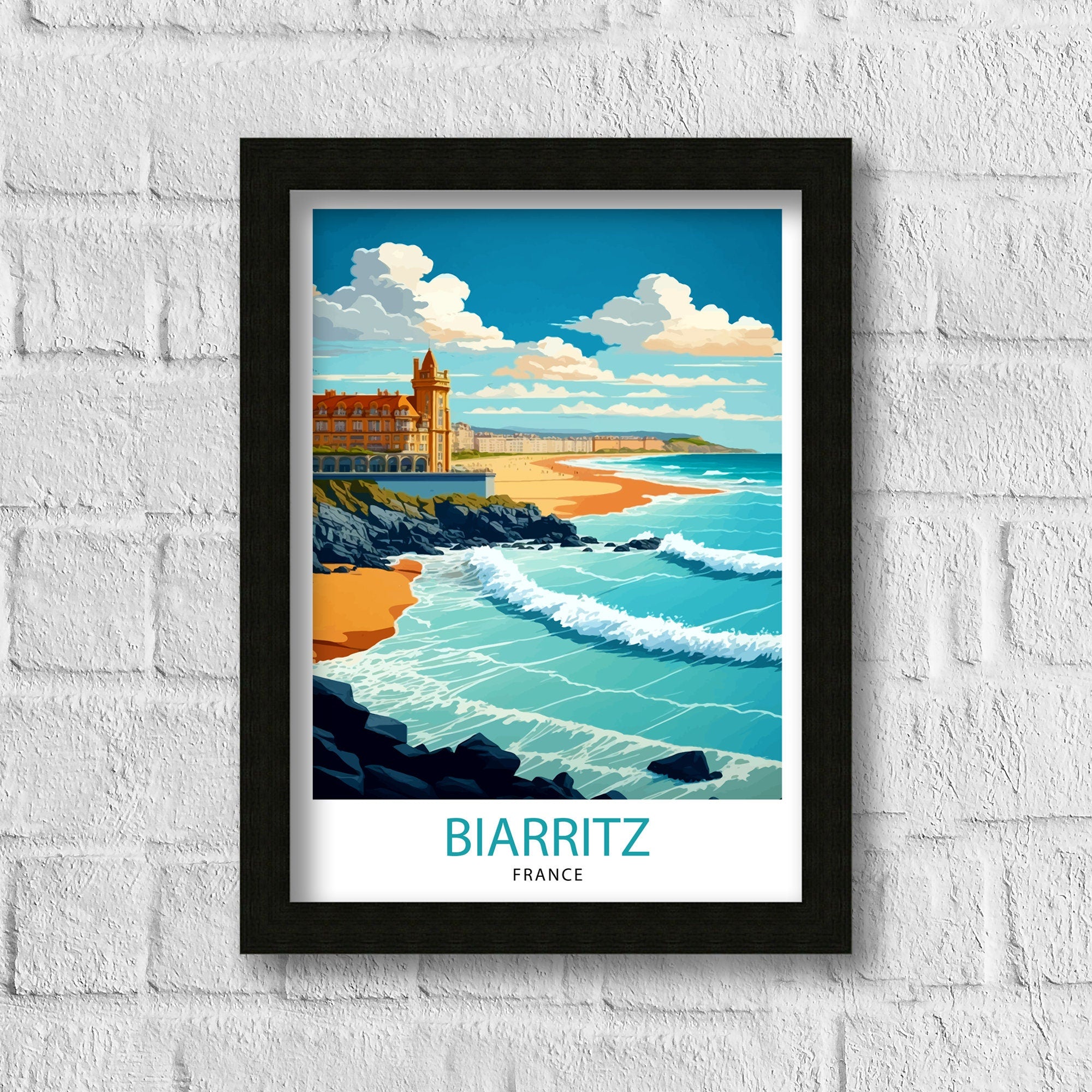 Biarritz France Travel Print Biarritz Wall Decor Biarritz Home Living Decor Biarritz France Illustration Travel Poster Gift for Biarritz